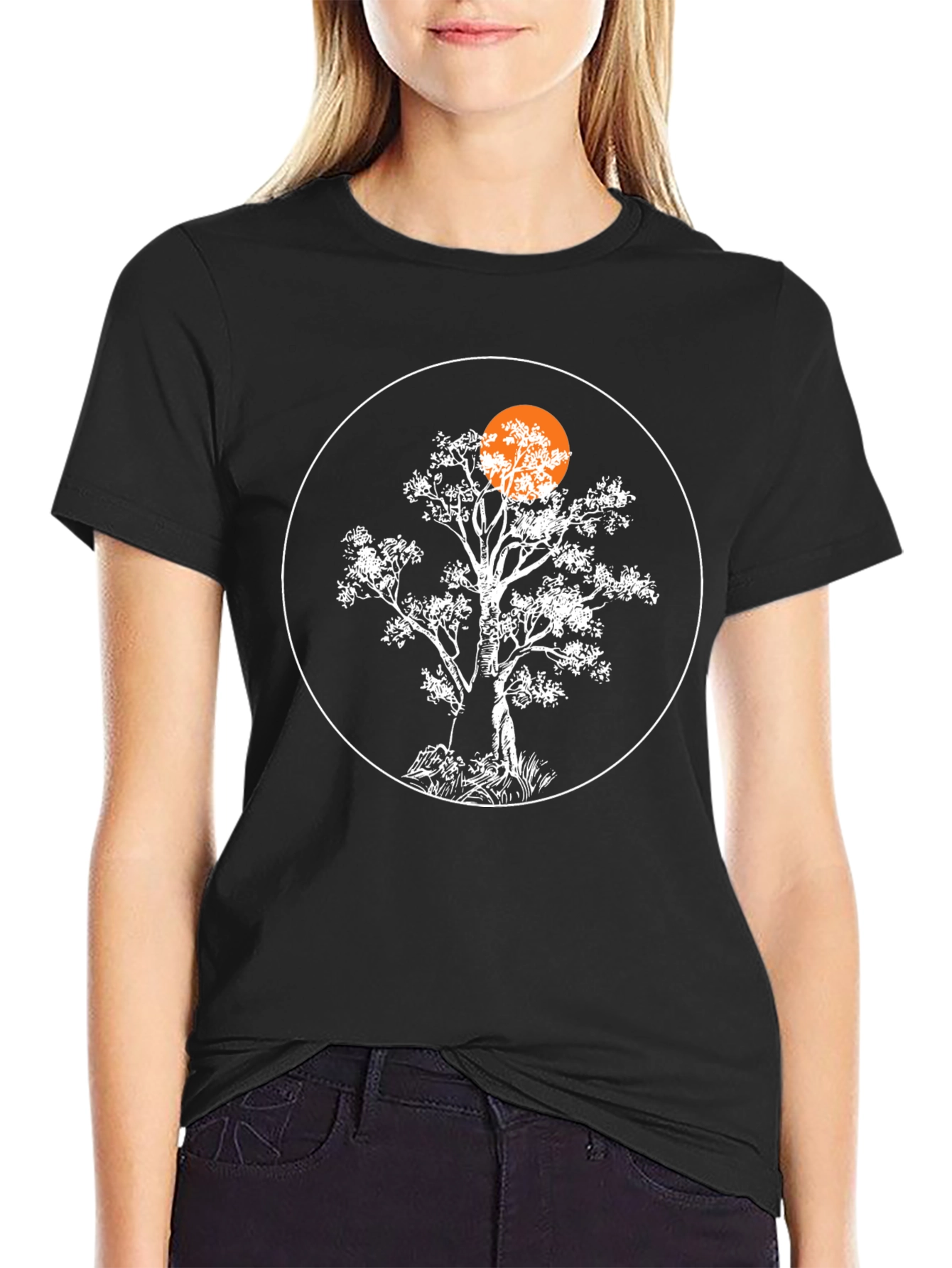 Tree Silhouette Graphic Black T-Shirt