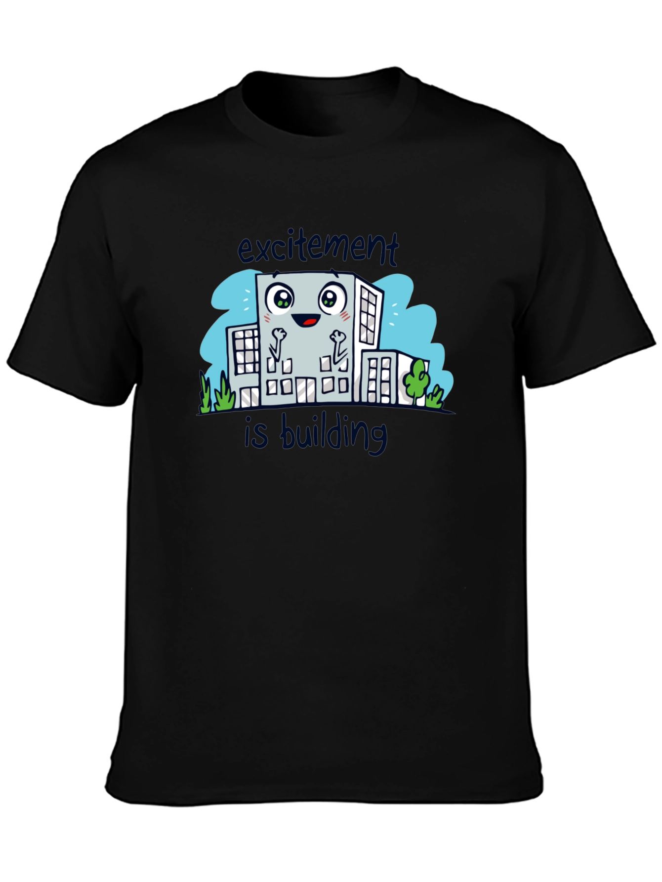 Excitement is Building Black Graphic Tee