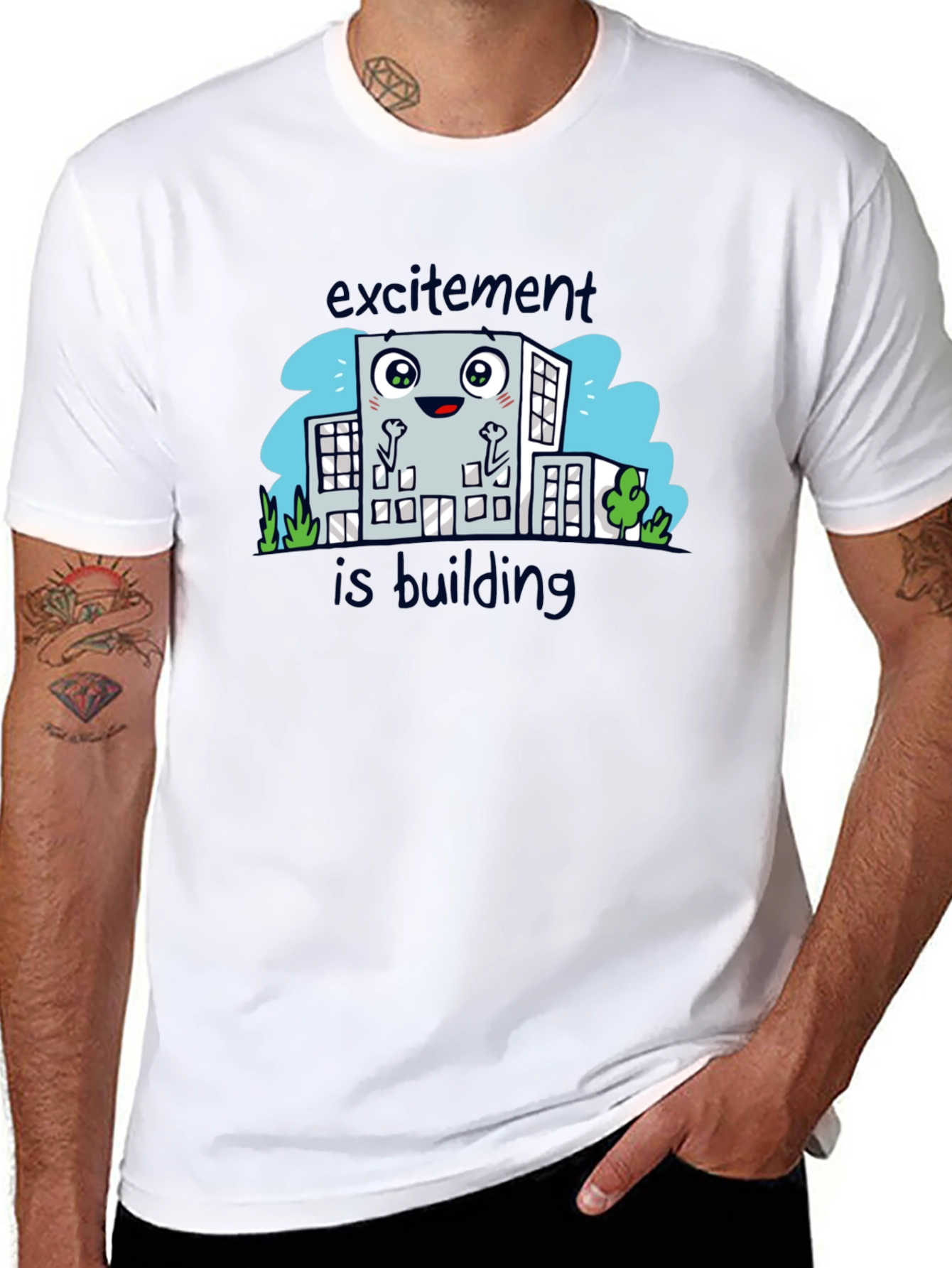 Excitement is Building Black Graphic Tee
