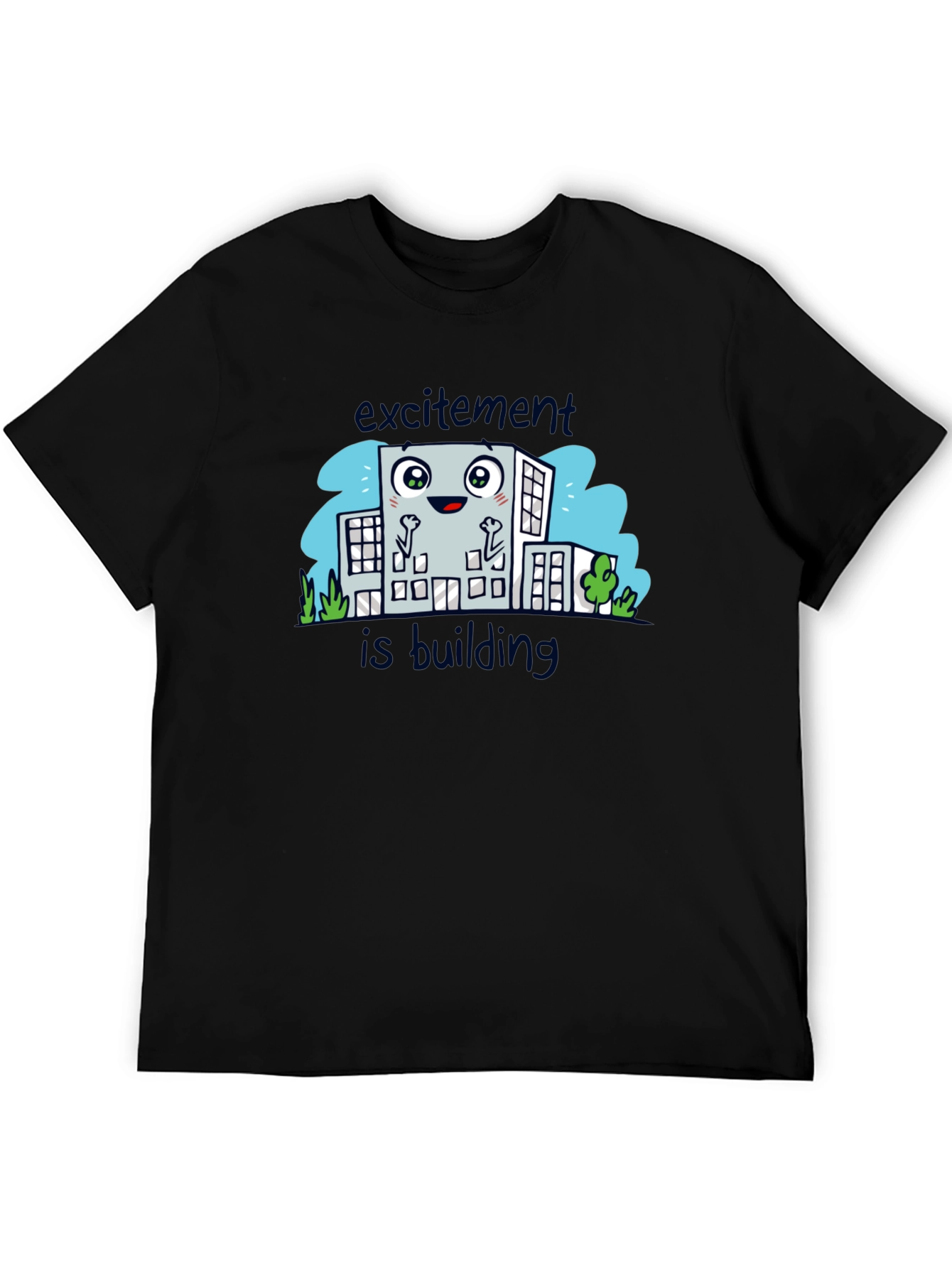 Excitement is Building Black Graphic Tee