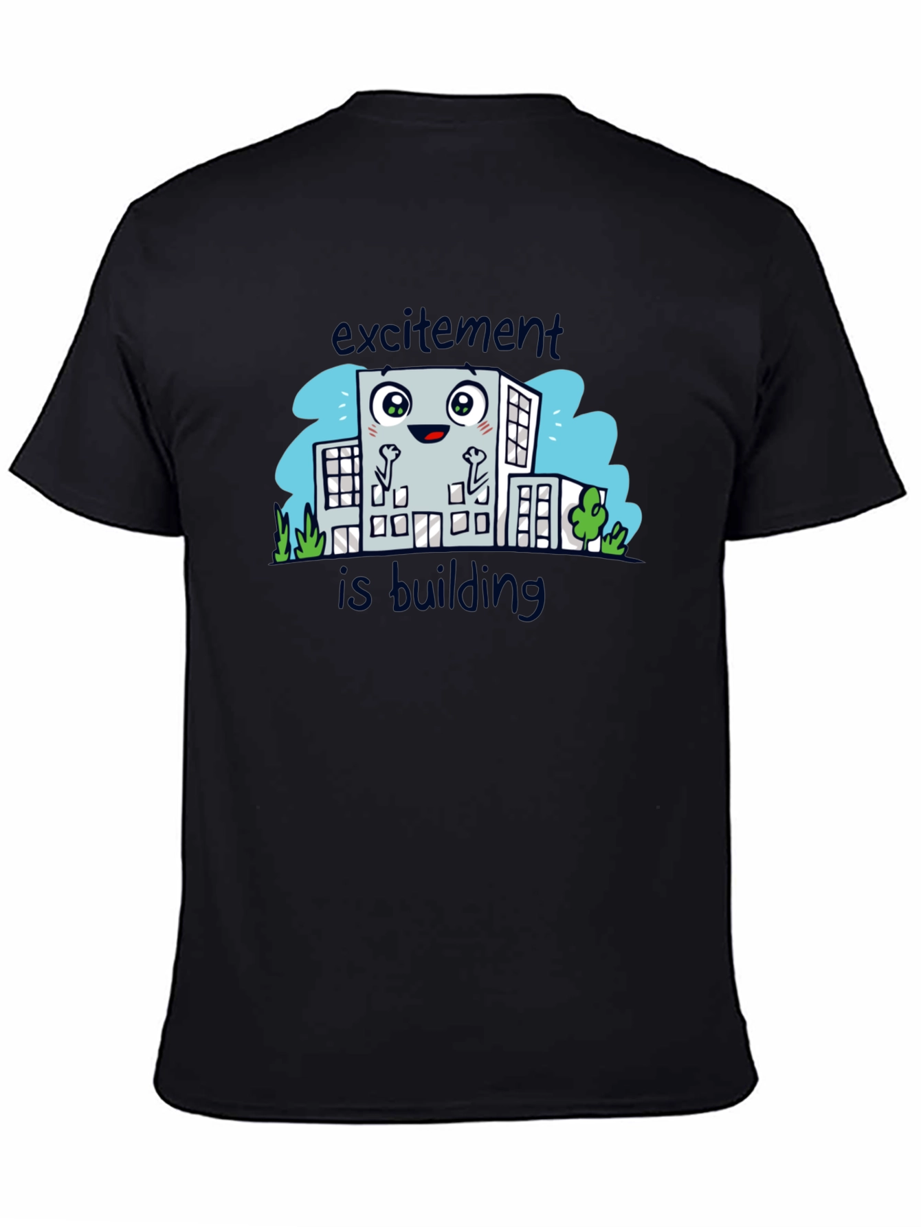 Excitement is Building Black Graphic Tee