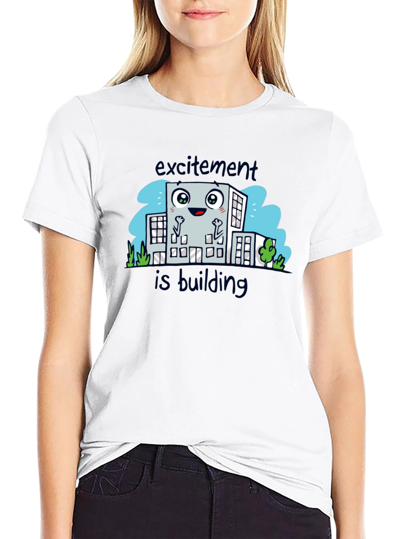 Excitement is Building Black Graphic Tee