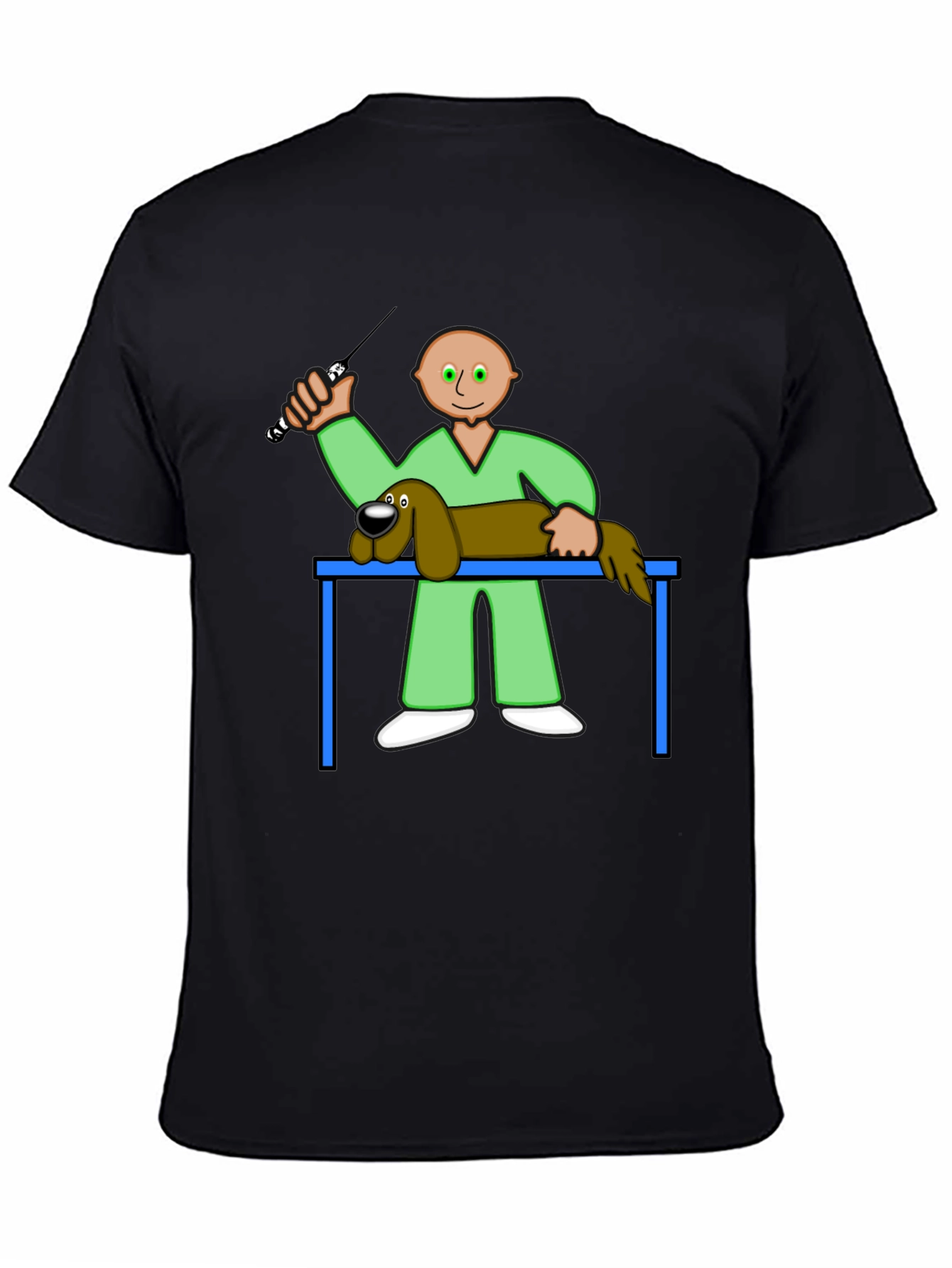 Cartoon Dog Groomer Black T-Shirt