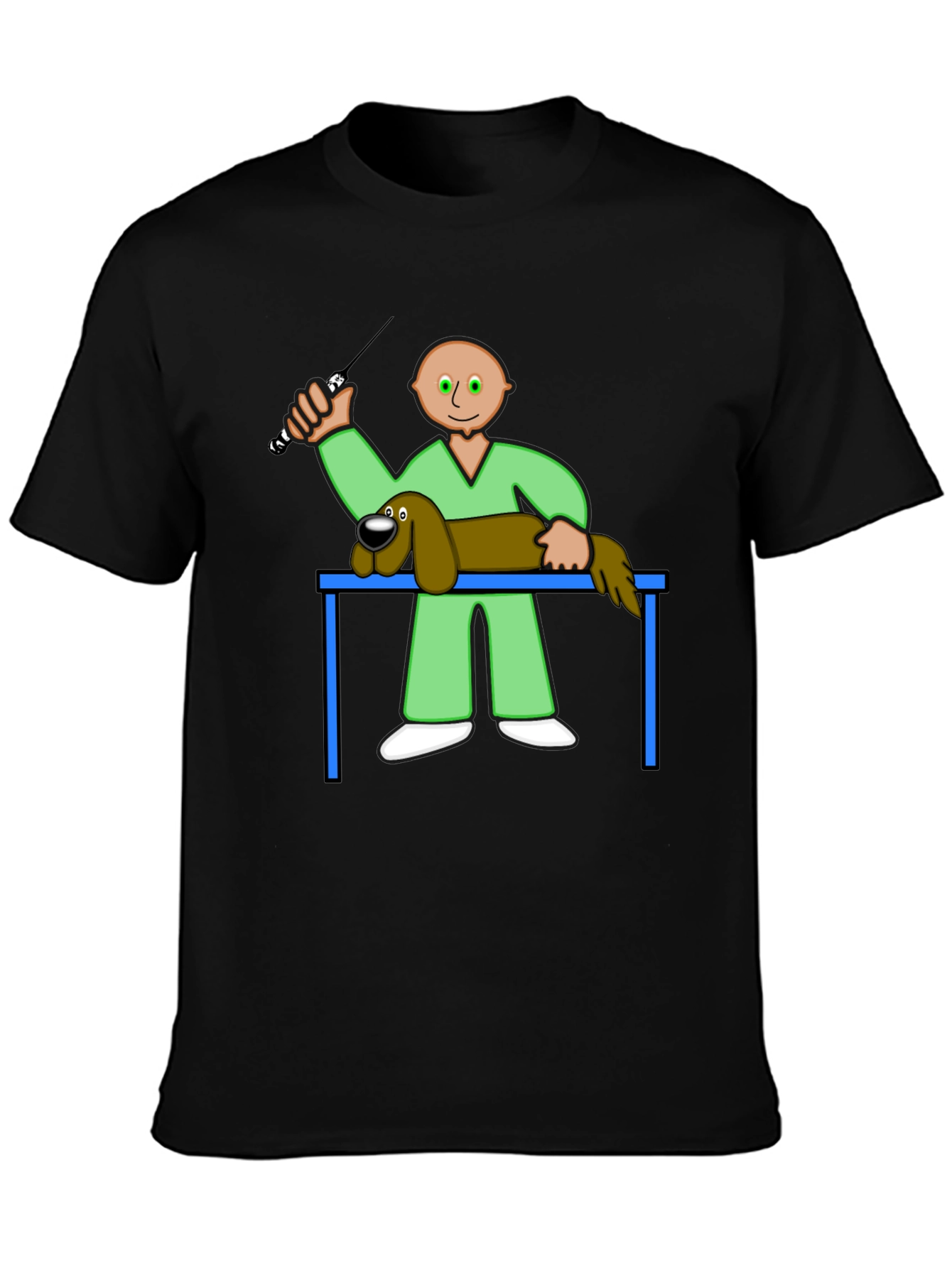 Cartoon Dog Groomer Black T-Shirt
