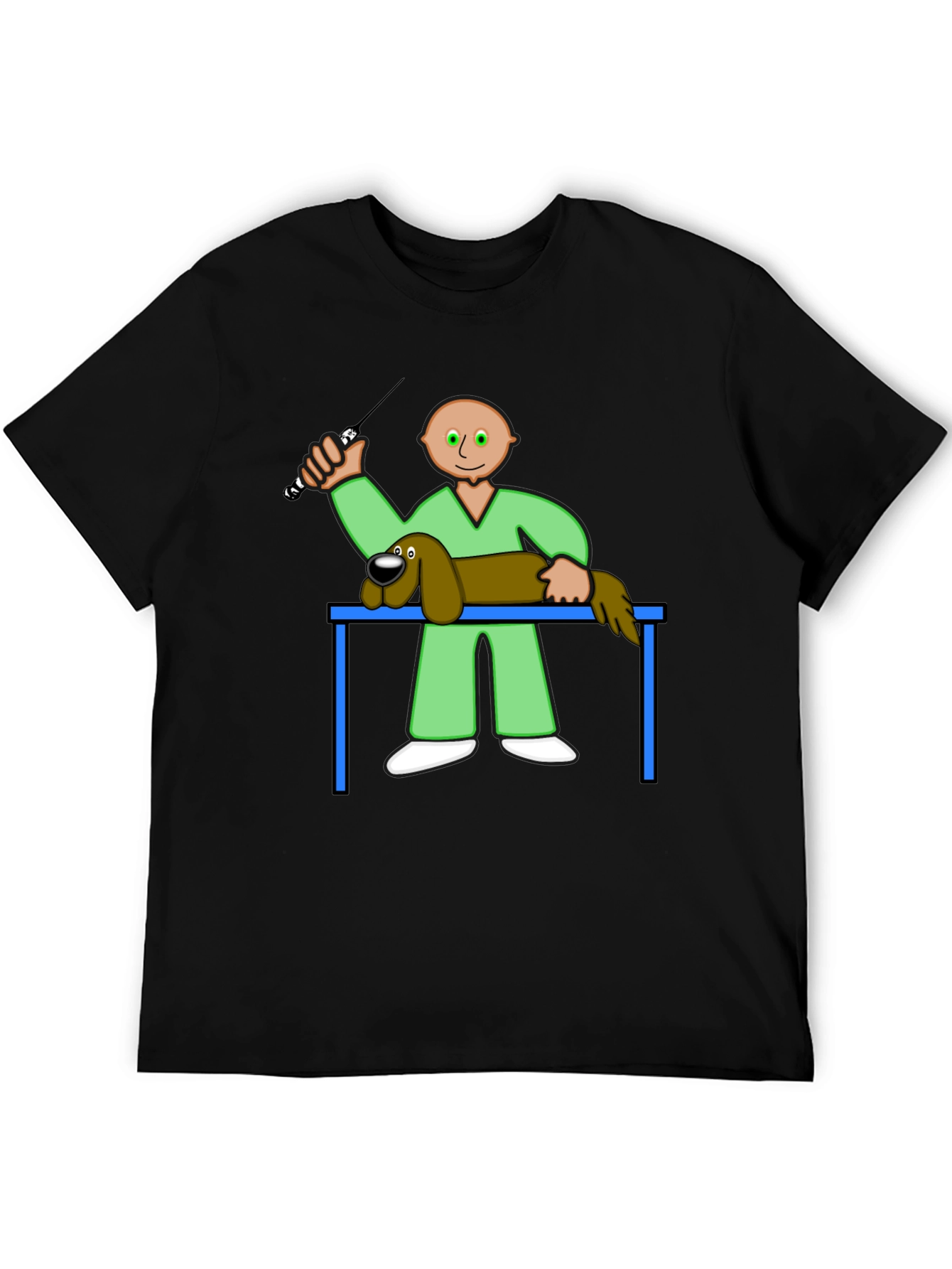 Cartoon Dog Groomer Black T-Shirt