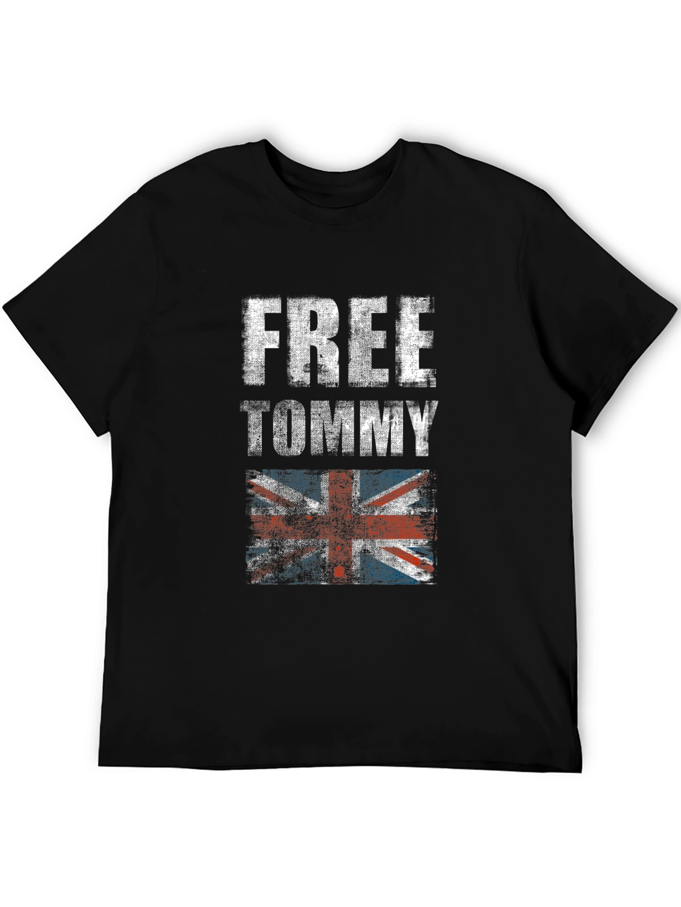 Free Tommy Tee - British Flag Distressed Print