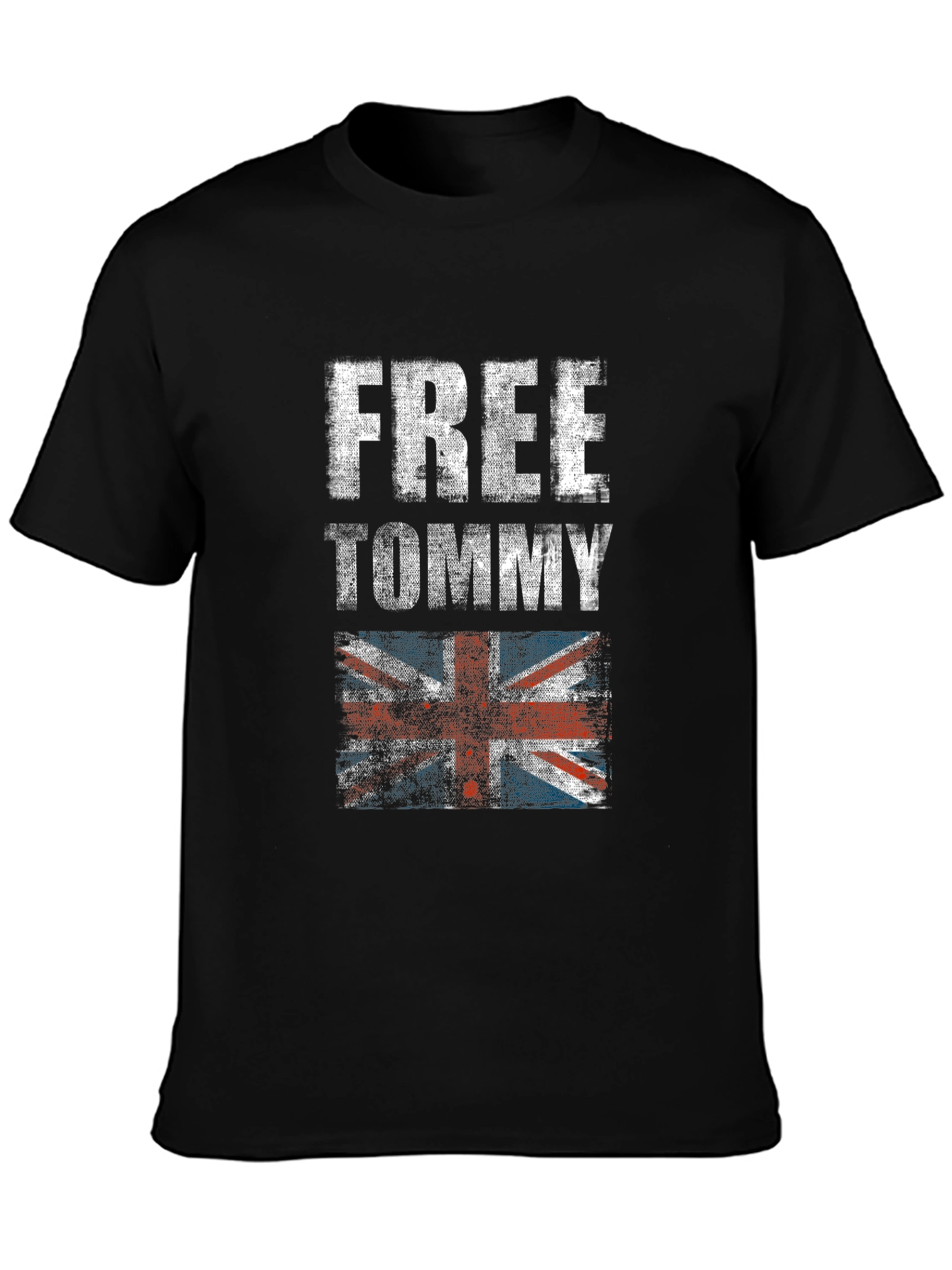 Free Tommy Tee - British Flag Distressed Print