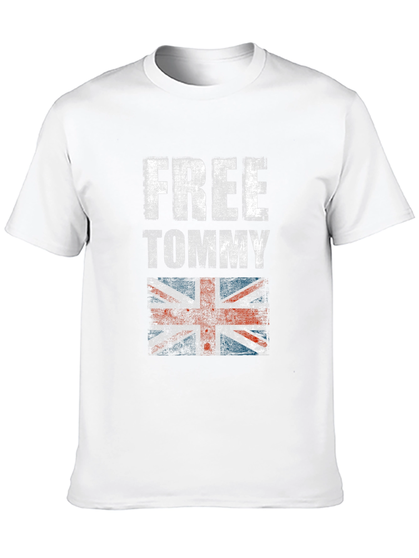 Free Tommy Tee - British Flag Distressed Print