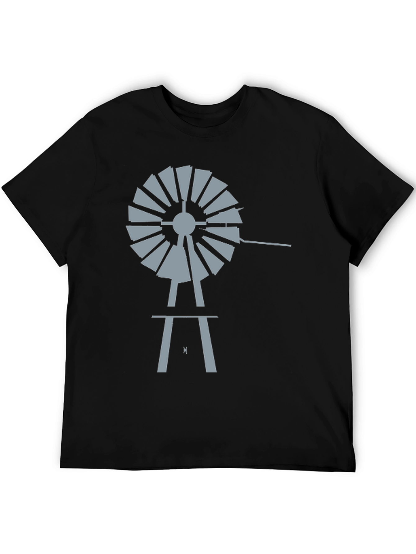 Windmill Graphic Tee - Black Cotton Casual Shirt