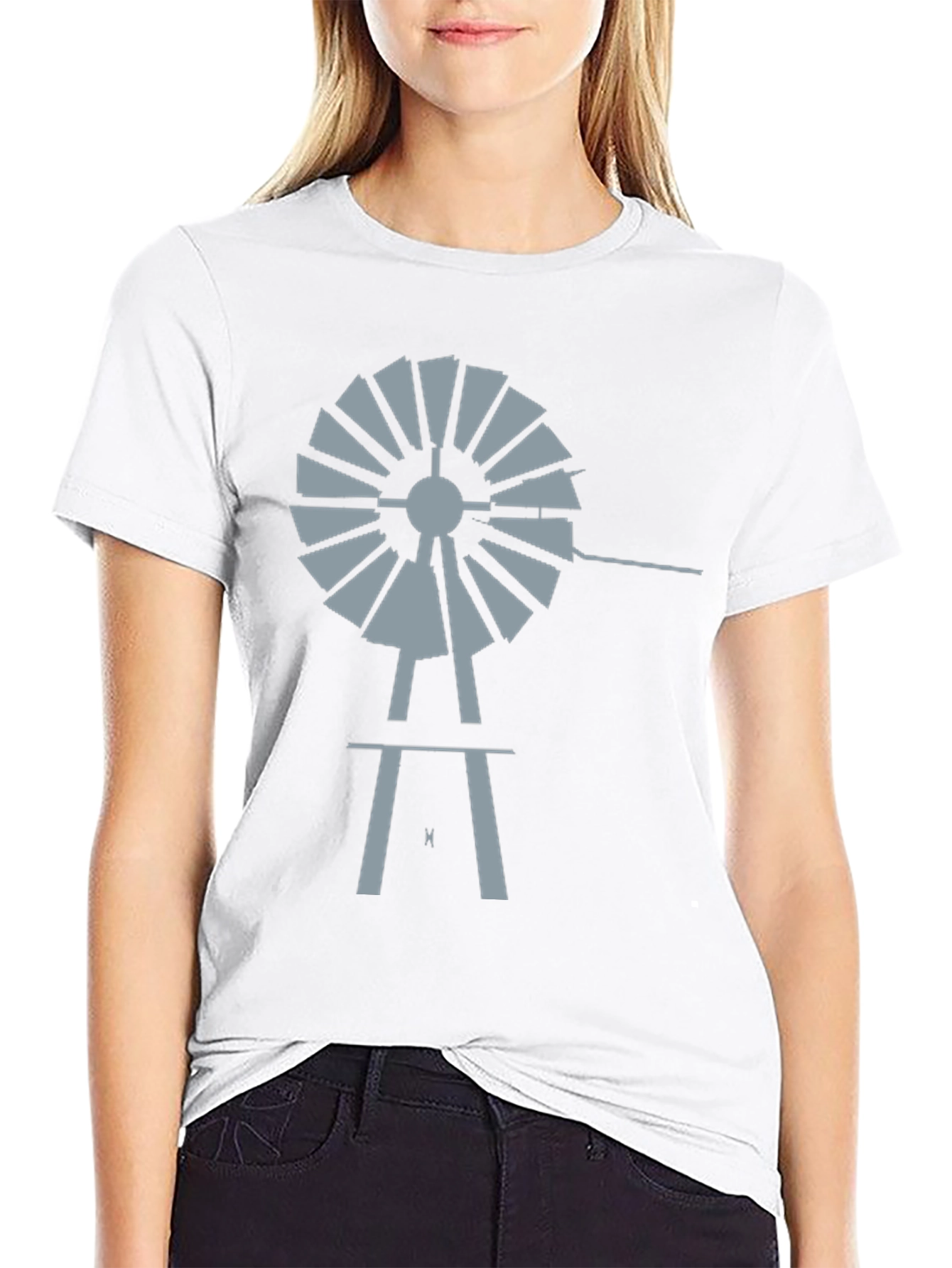 Windmill Graphic Tee - Black Cotton Casual Shirt