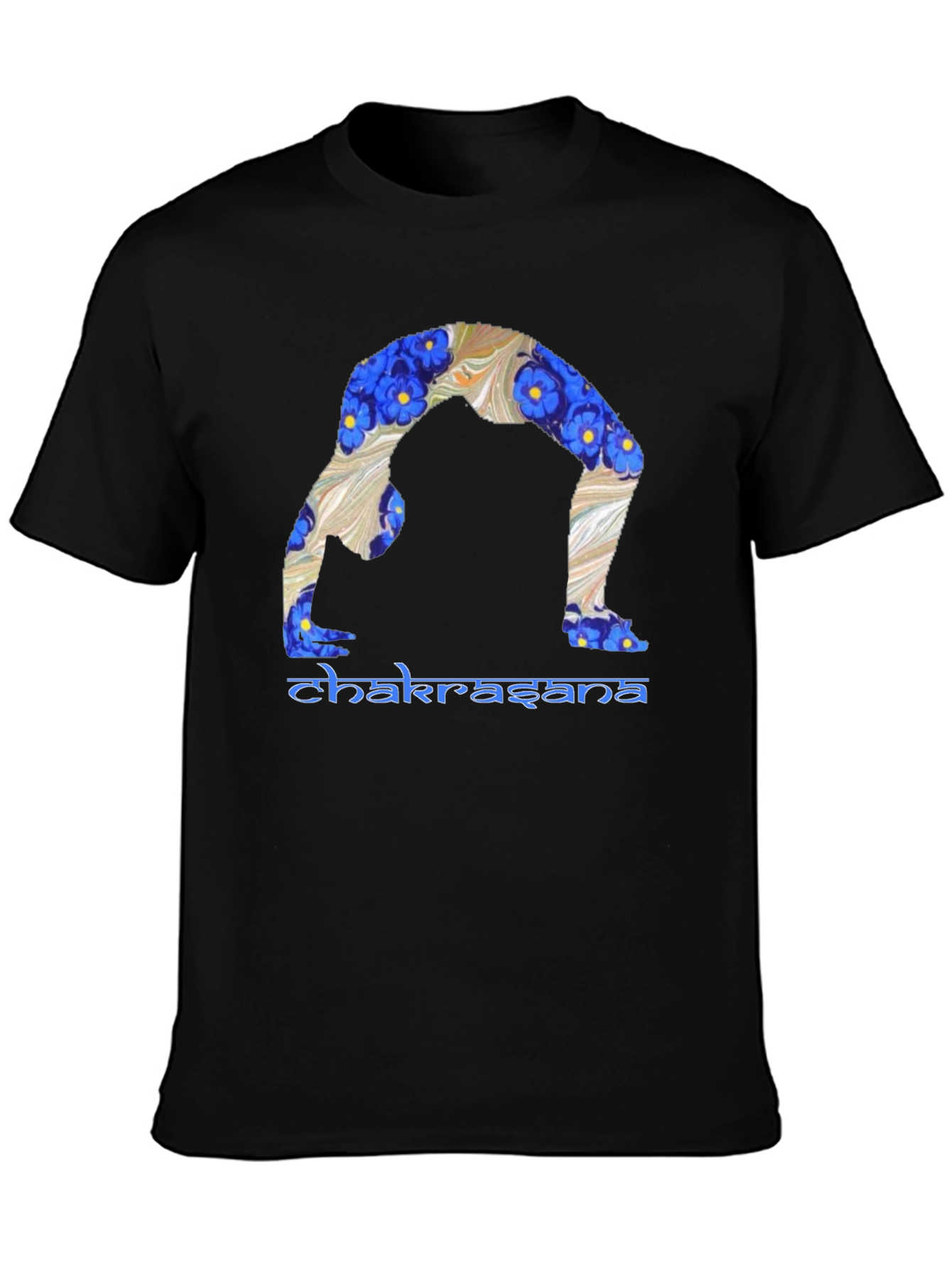 Chakrasana Yoga Pose Graphic T-Shirt - Black