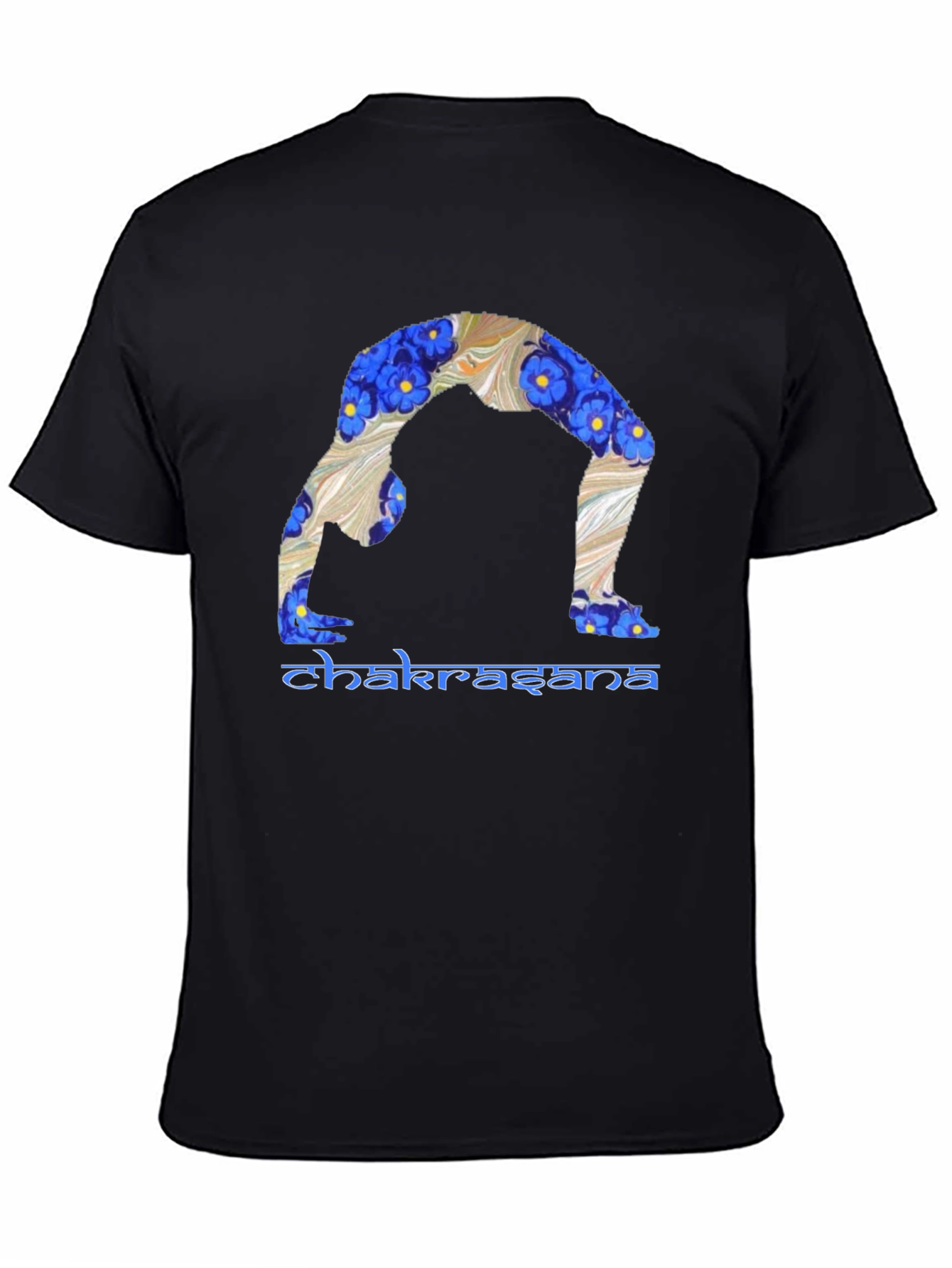 Chakrasana Yoga Pose Graphic T-Shirt - Black