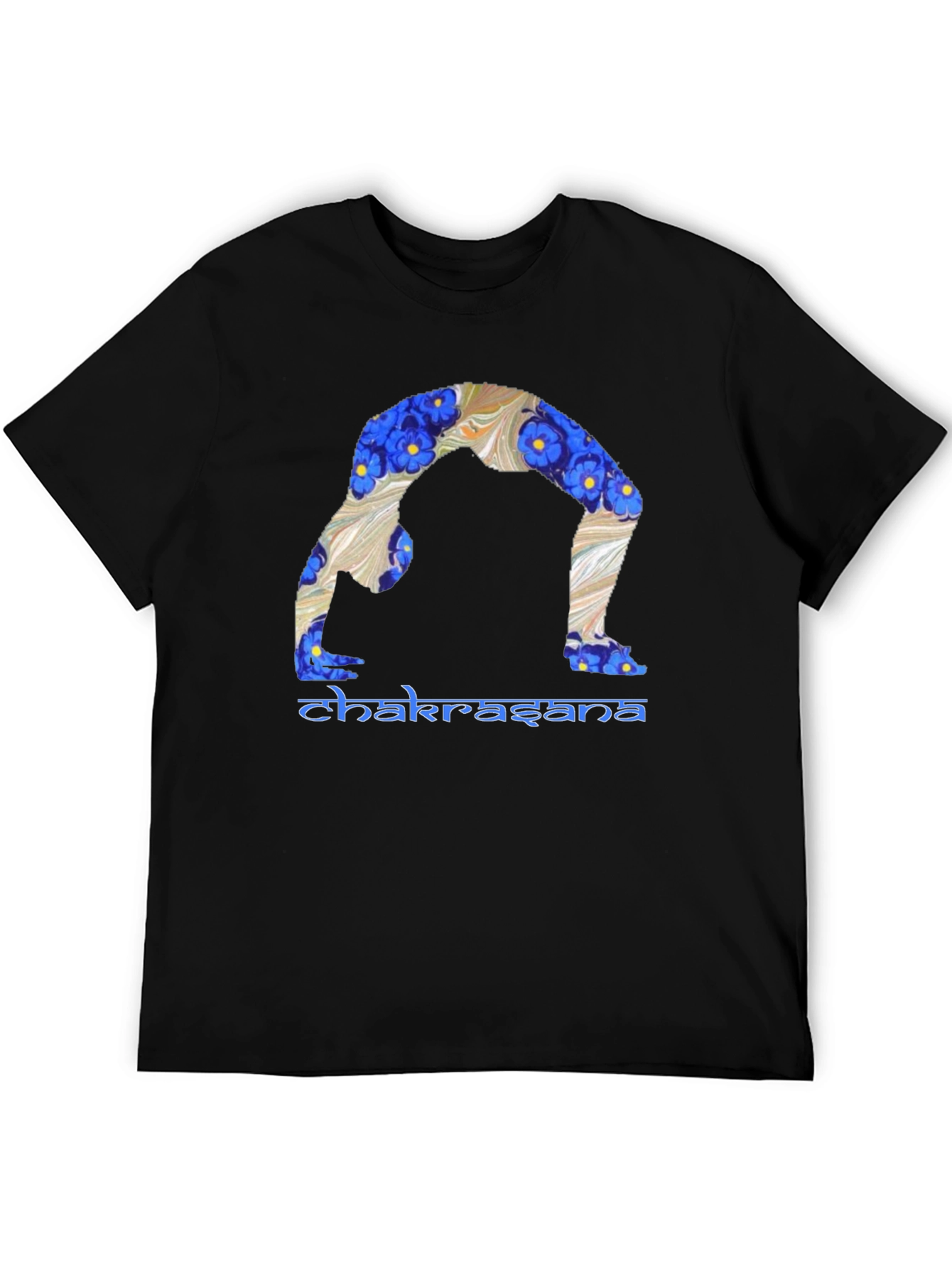 Chakrasana Yoga Pose Graphic T-Shirt - Black