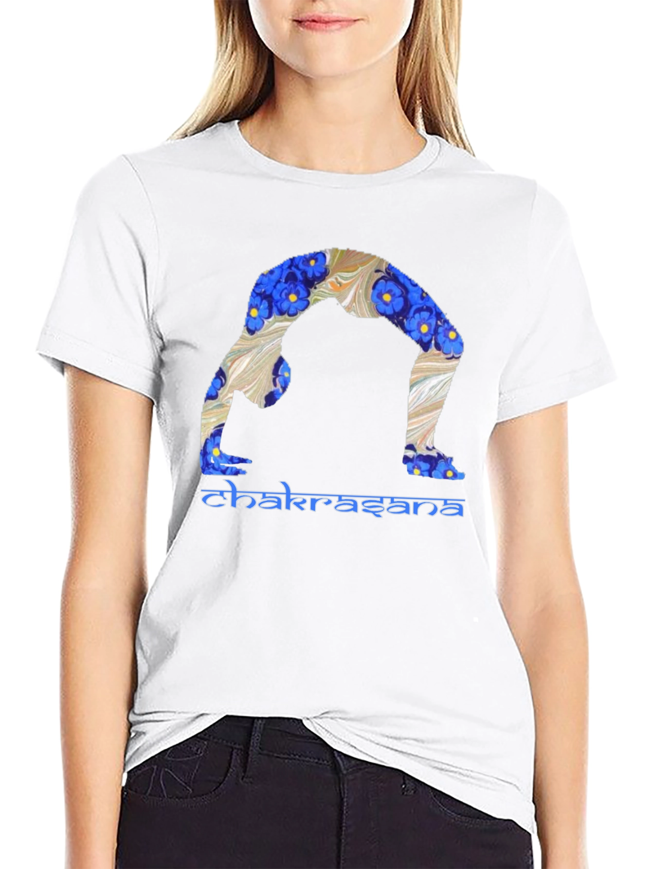 Chakrasana Yoga Pose Graphic T-Shirt - Black