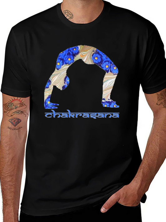 Chakrasana Yoga Pose Graphic T-Shirt - Black