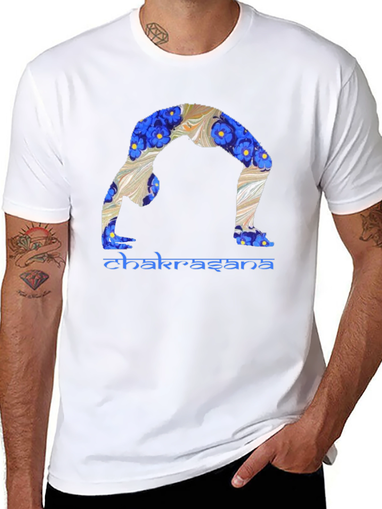 Chakrasana Yoga Pose Graphic T-Shirt - Black