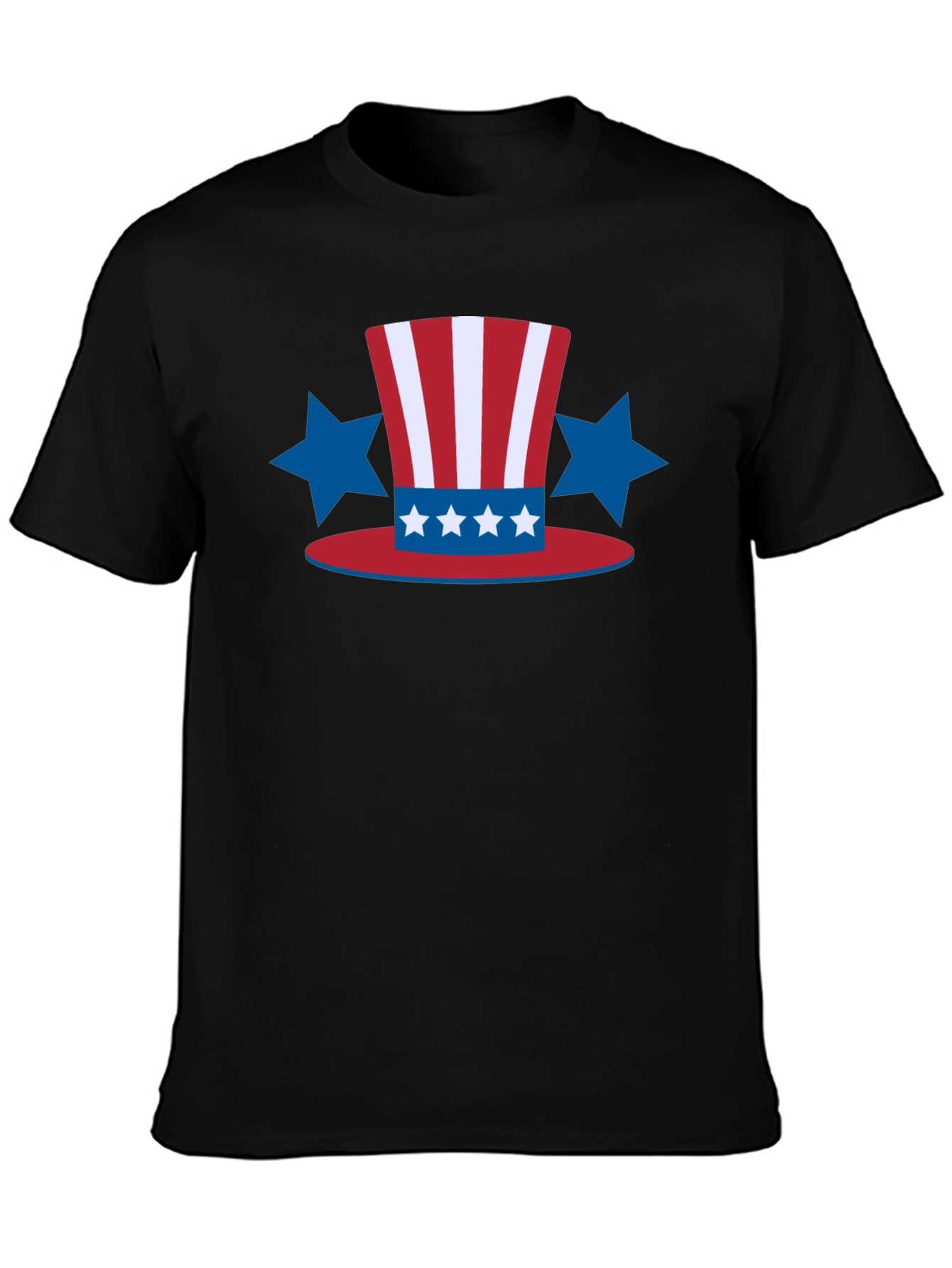 Patriotic Hat Stars Black T-Shirt