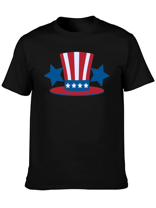 Patriotic Hat Stars Black T-Shirt