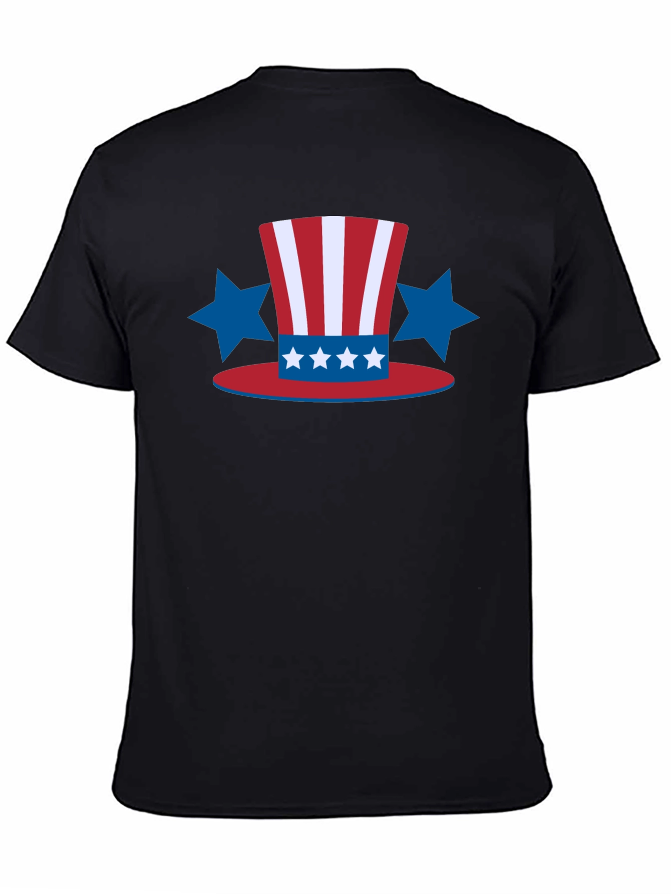 Patriotic Hat Stars Black T-Shirt