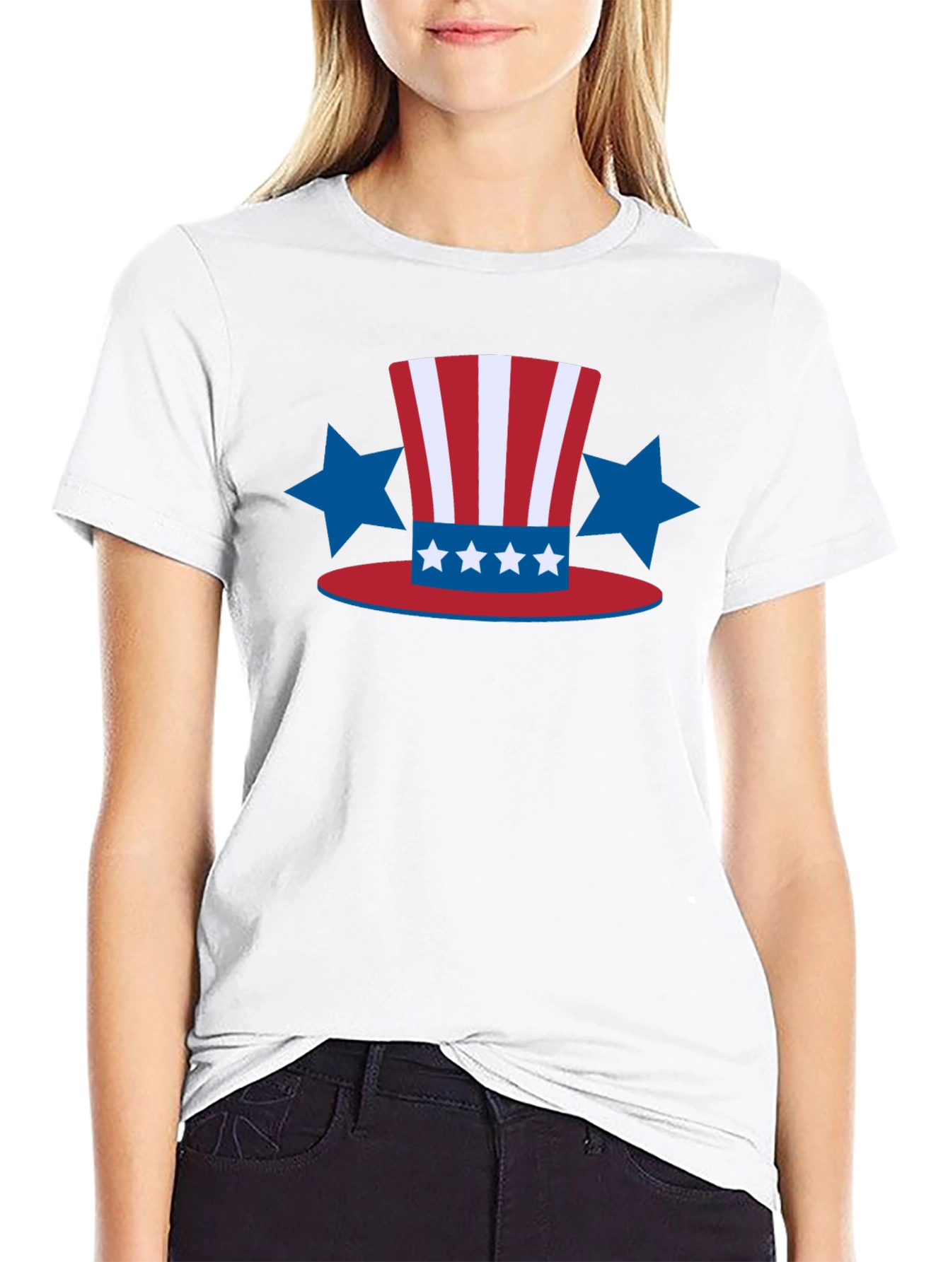 Patriotic Hat Stars Black T-Shirt