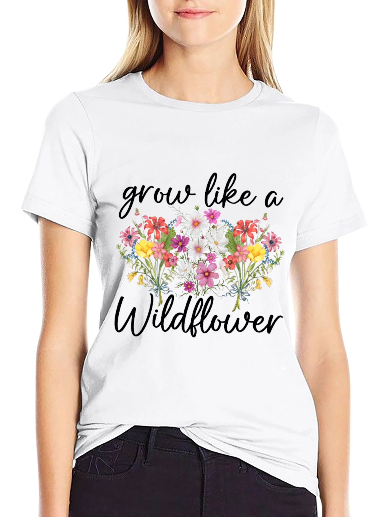 Grow Like a Wildflower Black Graphic T-Shirt