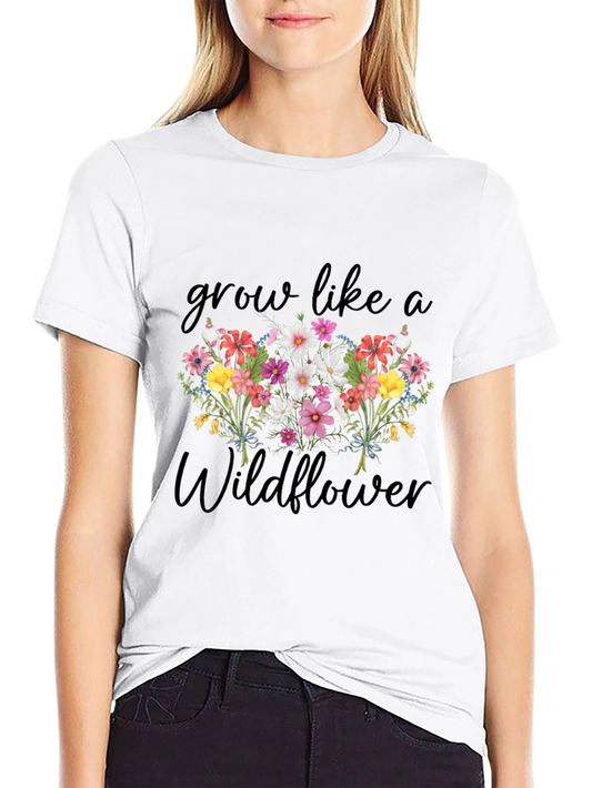 Grow Like a Wildflower Black Graphic T-Shirt