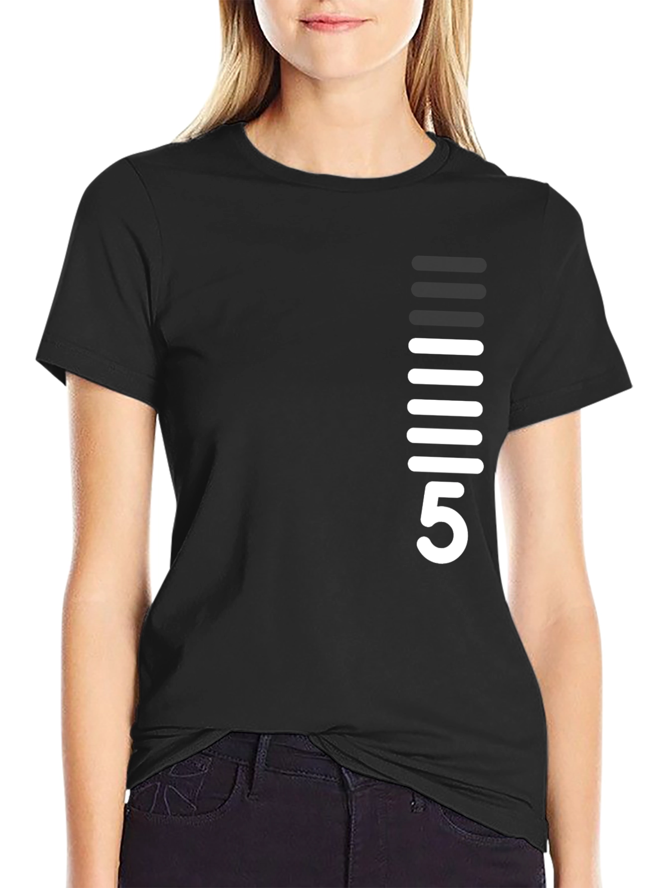 Modern Black T-Shirt with White Graphic