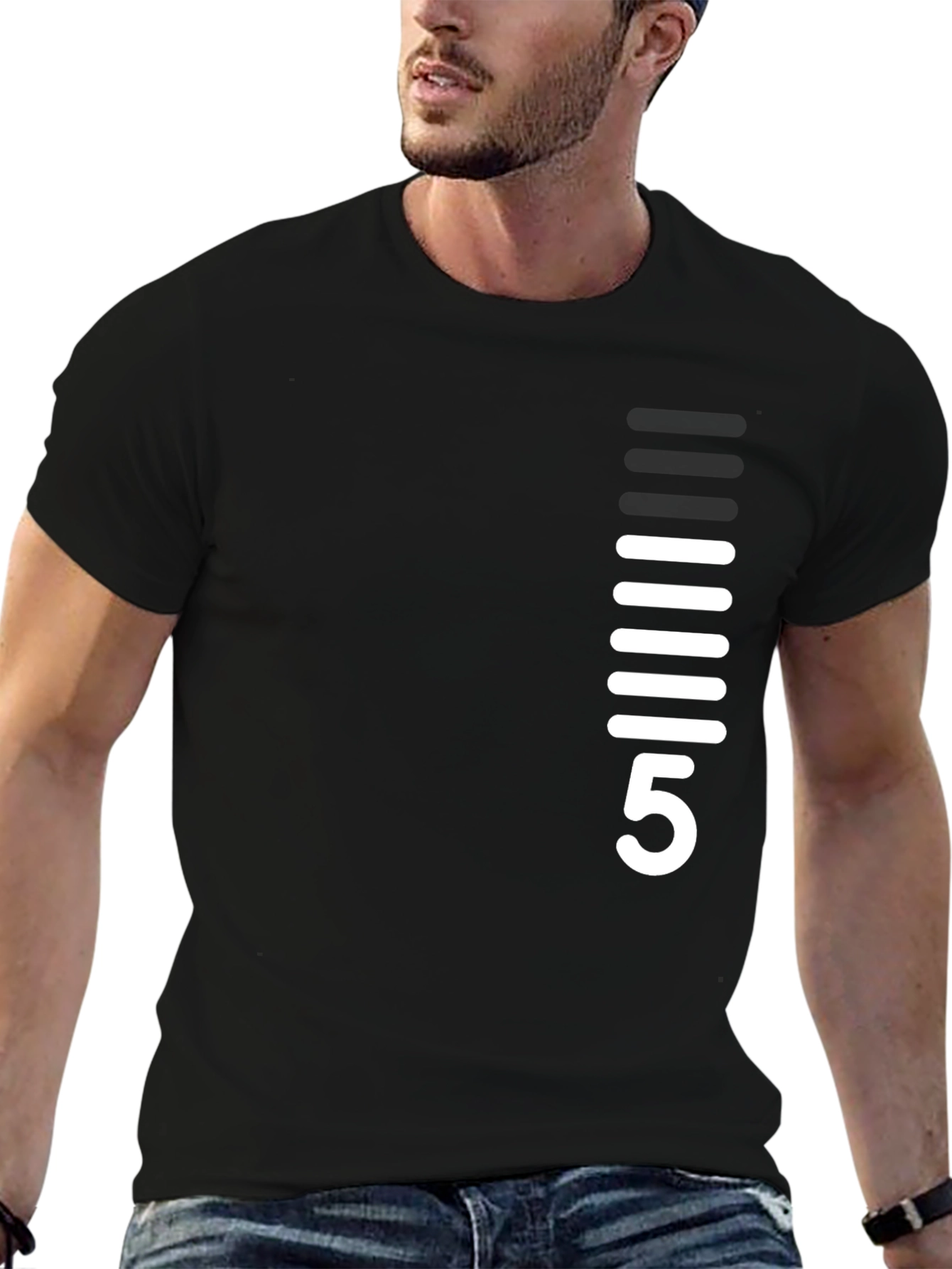 Modern Black T-Shirt with White Graphic