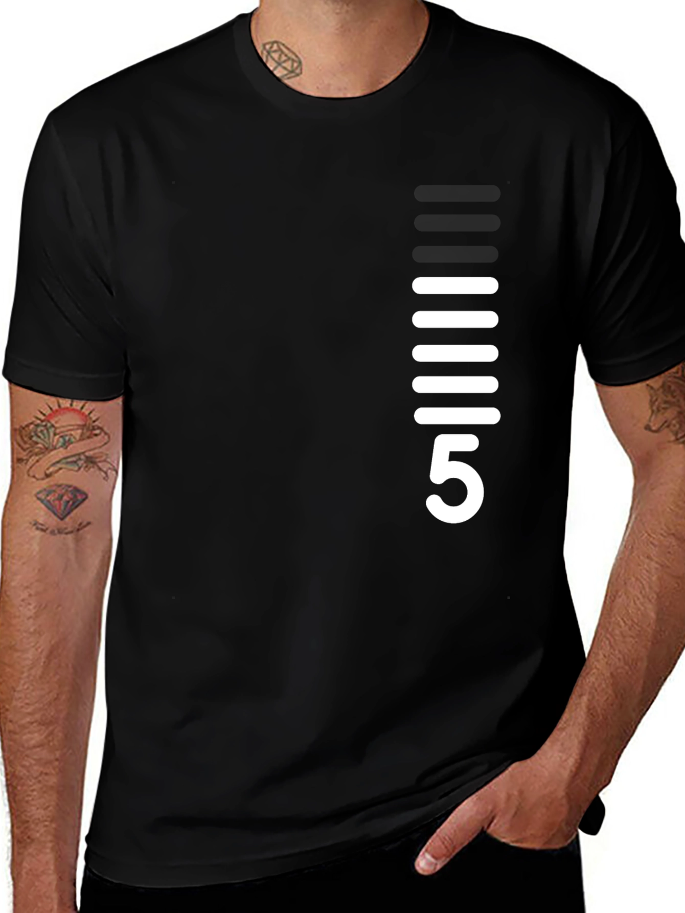 Modern Black T-Shirt with White Graphic