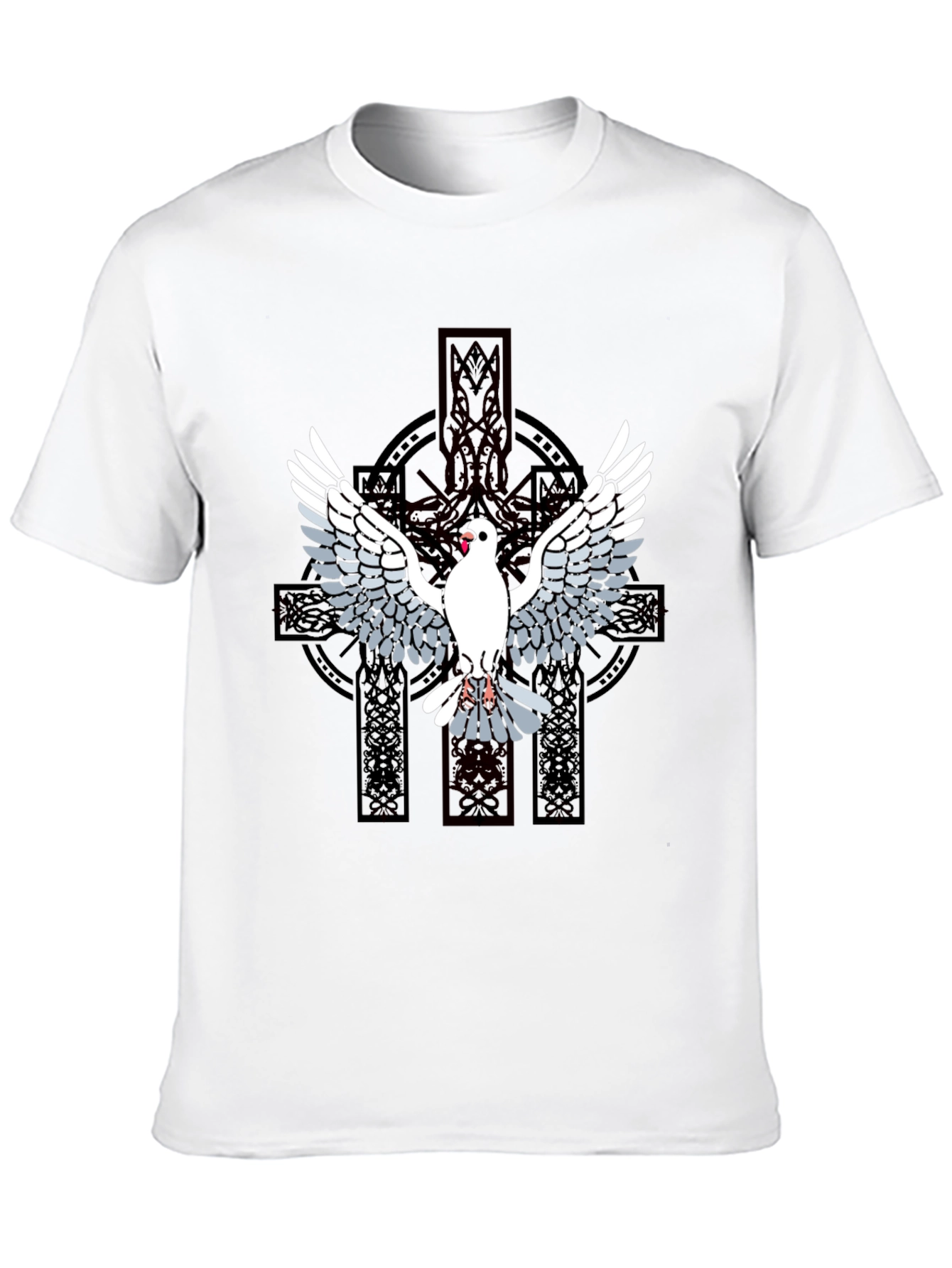 Dove & Celtic Cross Graphic T-Shirt