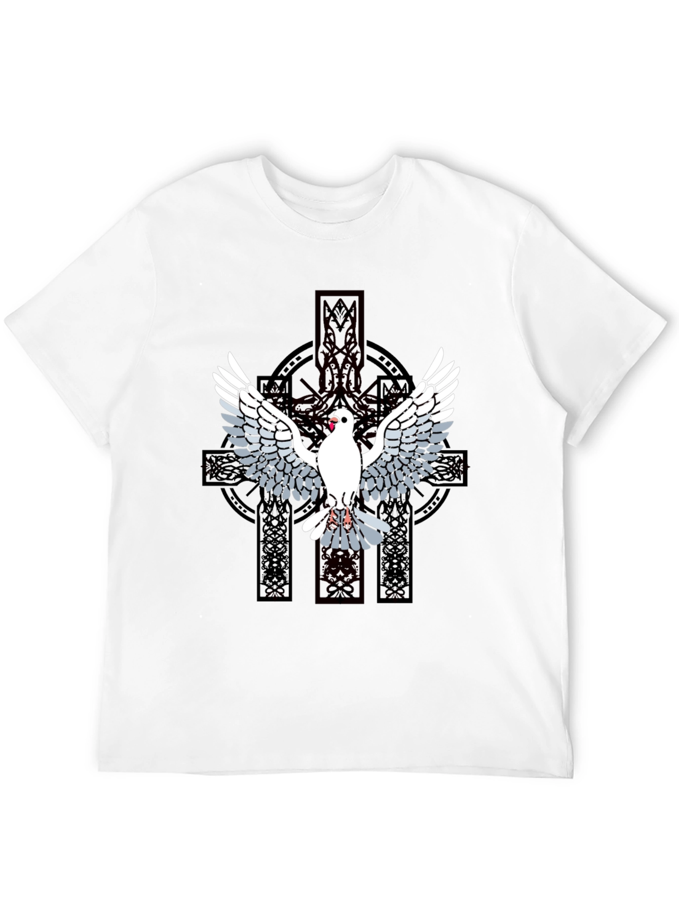 Dove & Celtic Cross Graphic T-Shirt