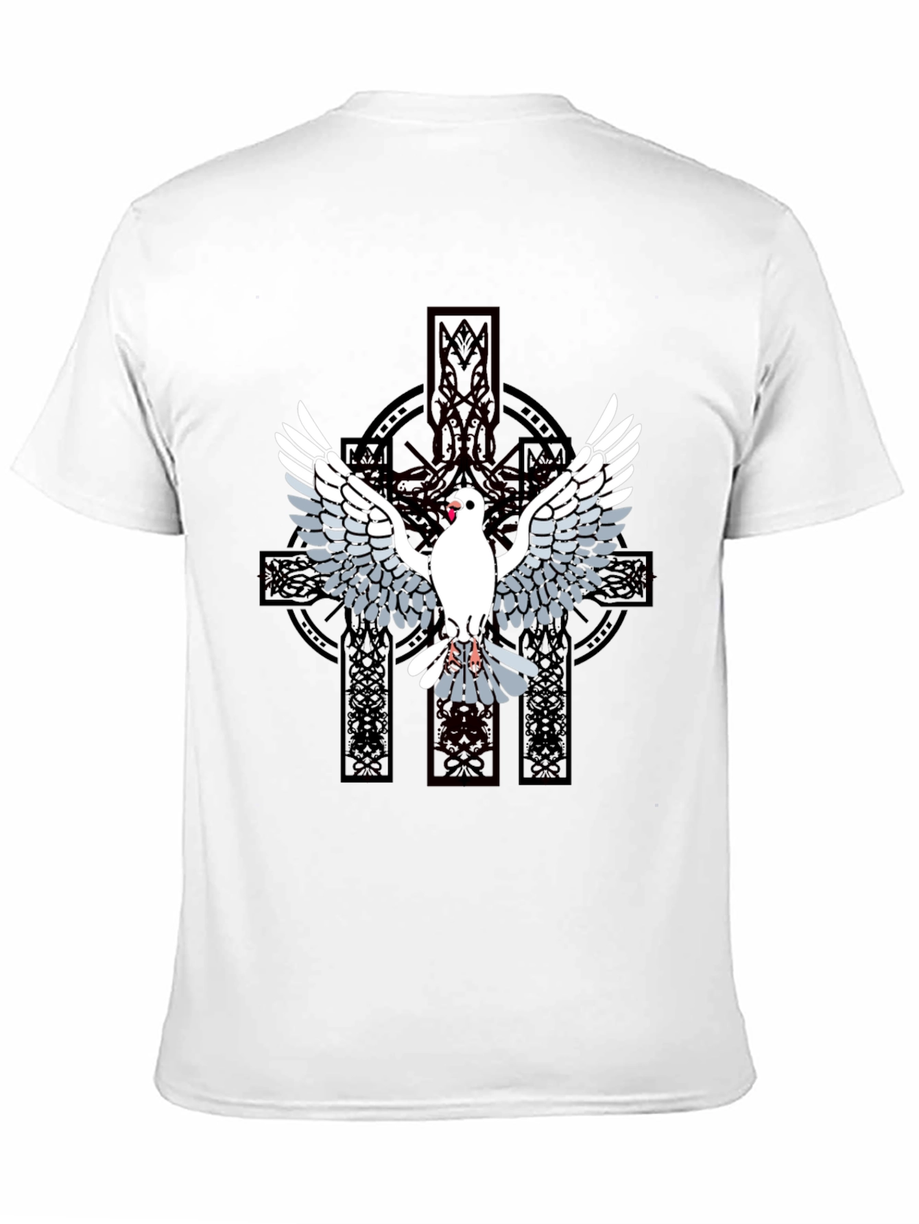 Dove & Celtic Cross Graphic T-Shirt