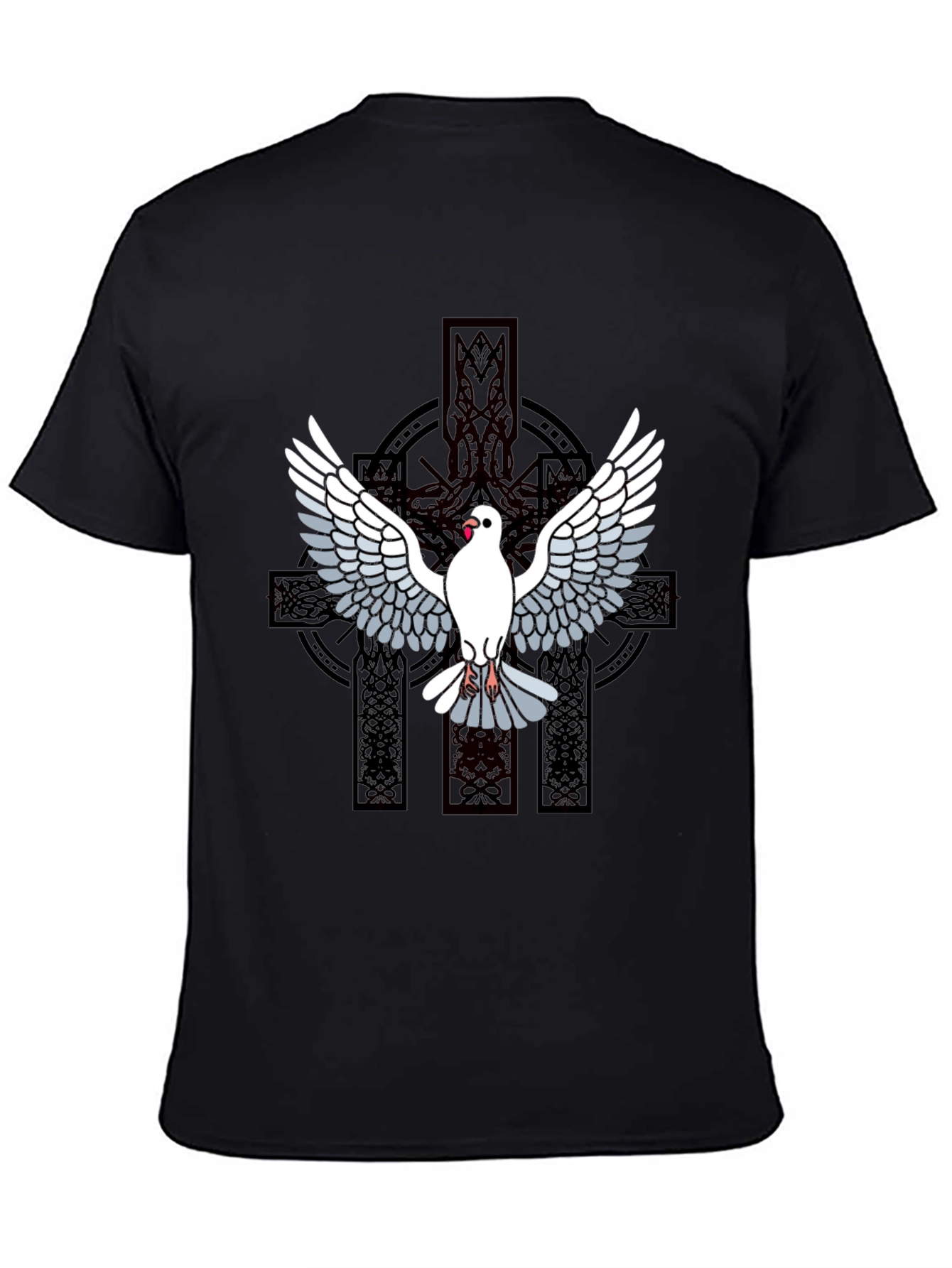 Dove & Celtic Cross Graphic T-Shirt