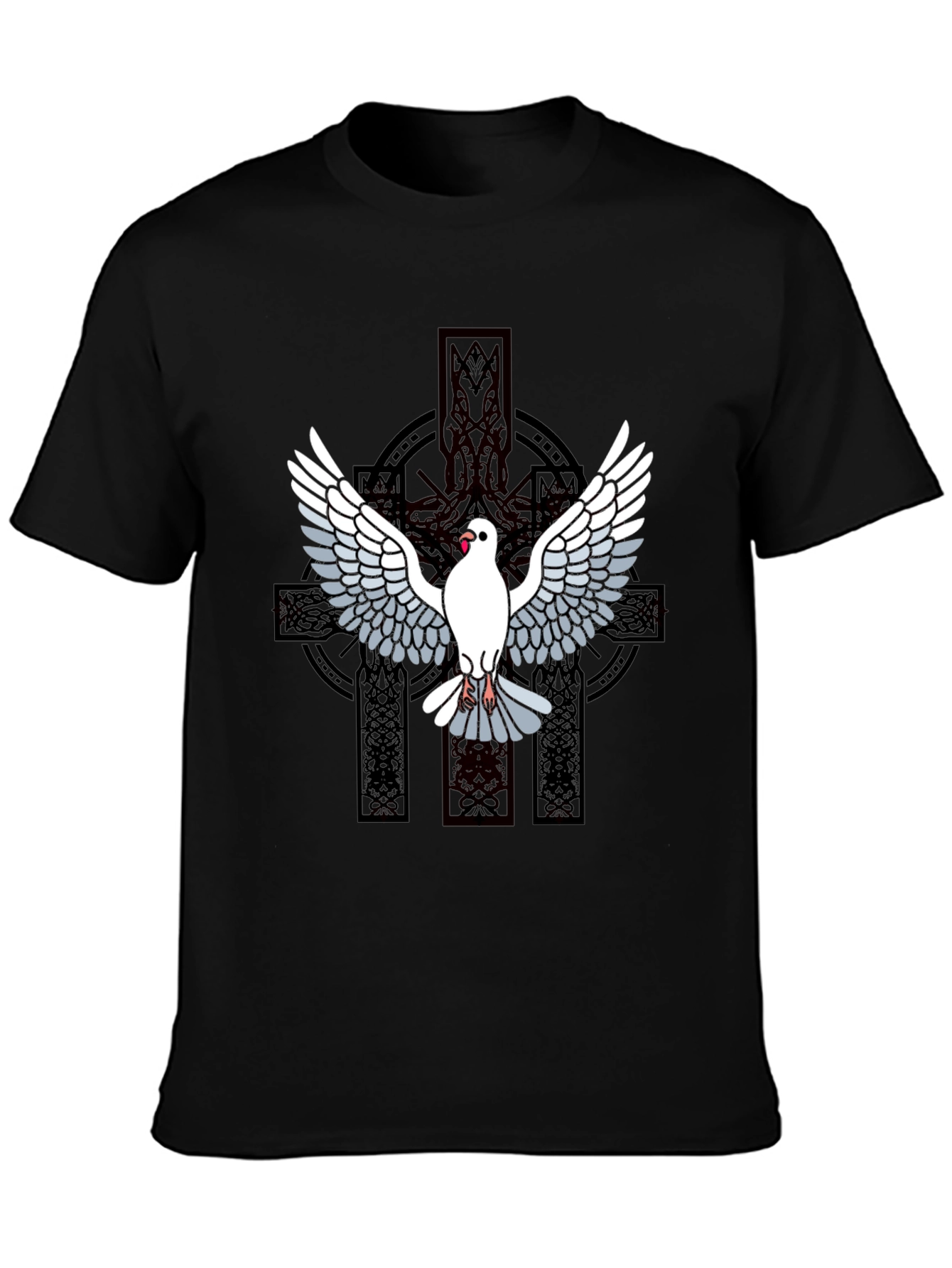 Dove & Celtic Cross Graphic T-Shirt
