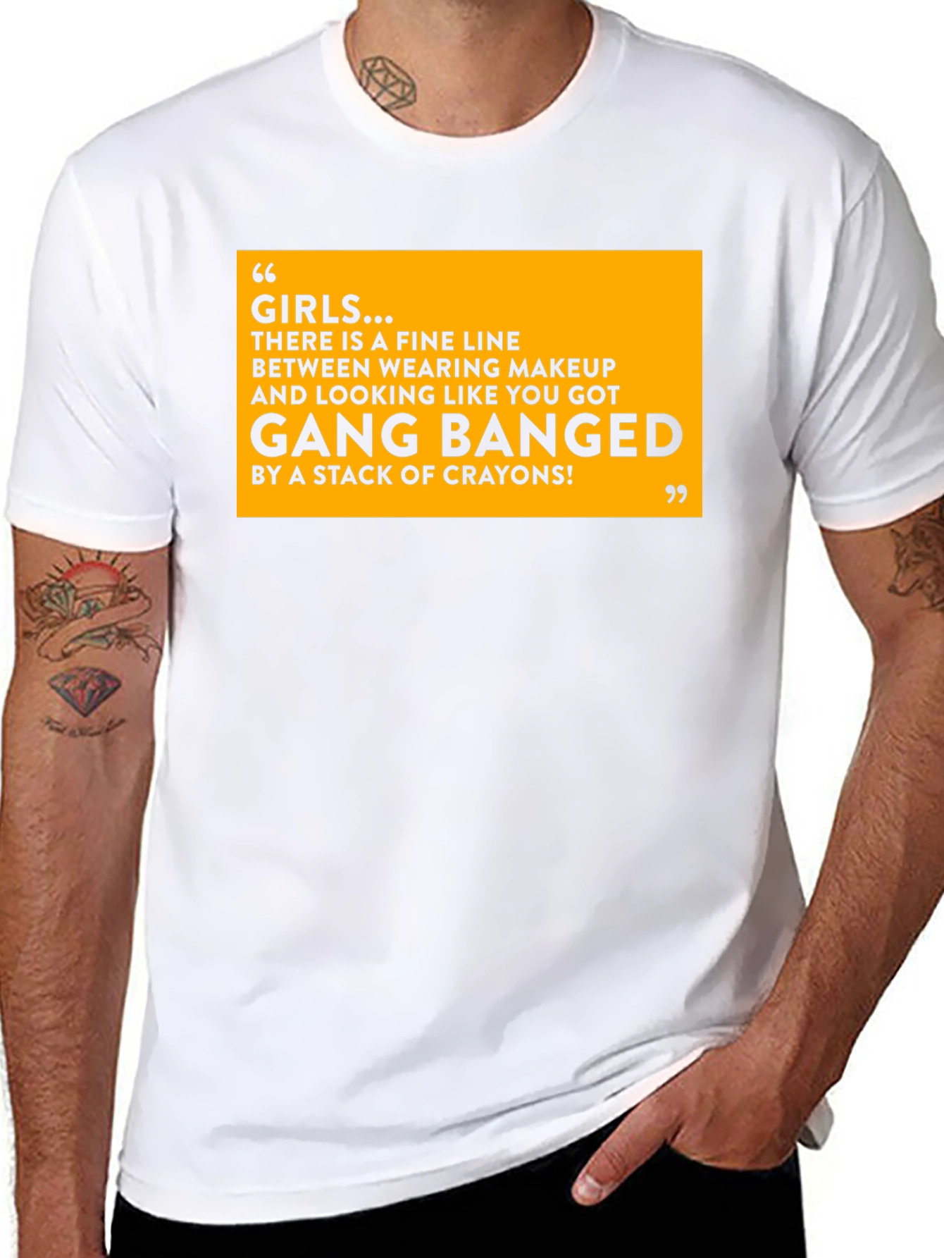 Funny Girls Makeup T-Shirt - Gang Bang Crayons Joke