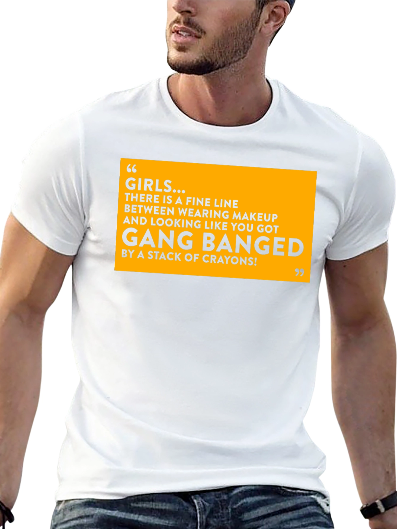 Funny Girls Makeup T-Shirt - Gang Bang Crayons Joke