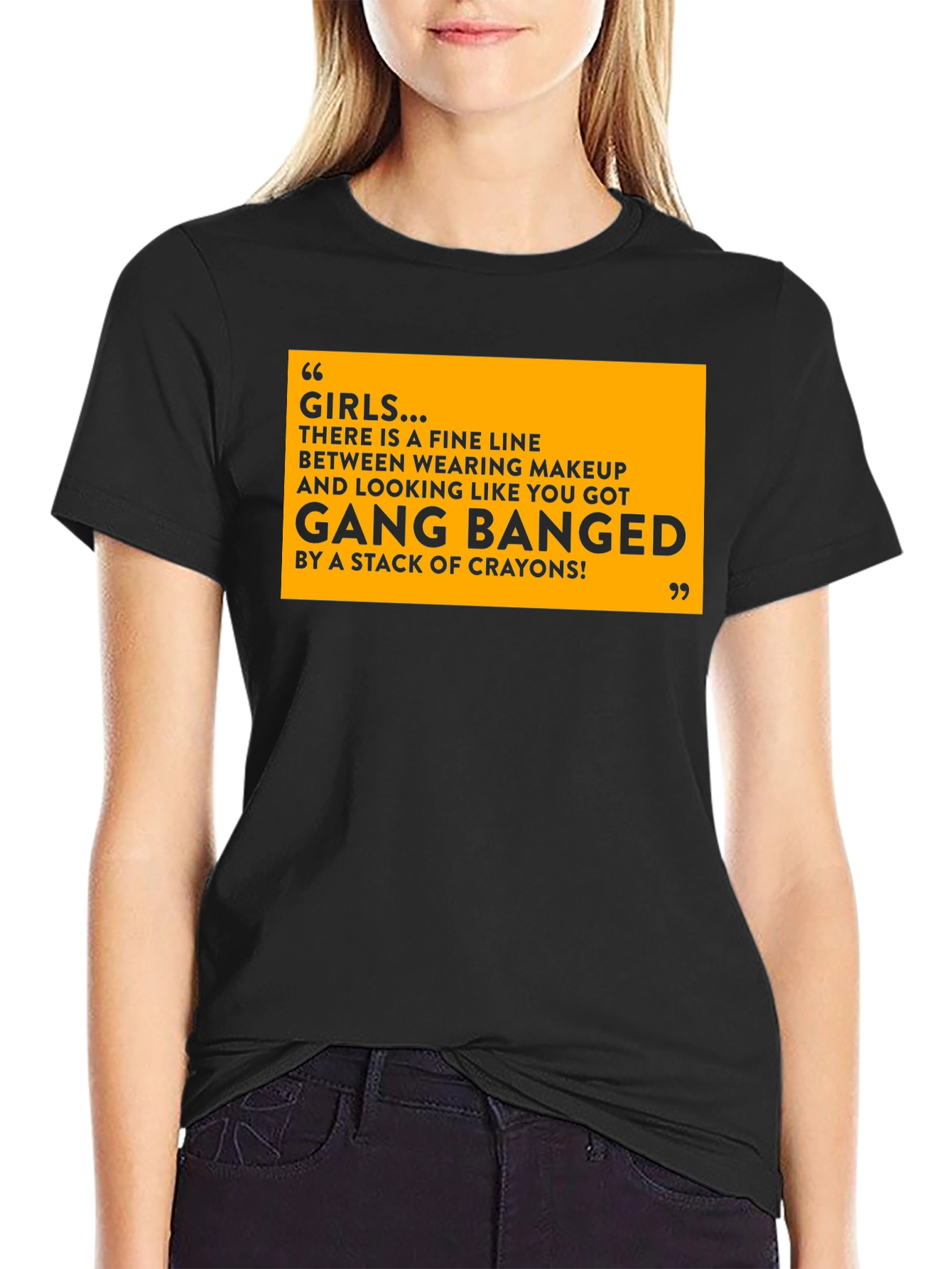 Funny Girls Makeup T-Shirt - Gang Bang Crayons Joke