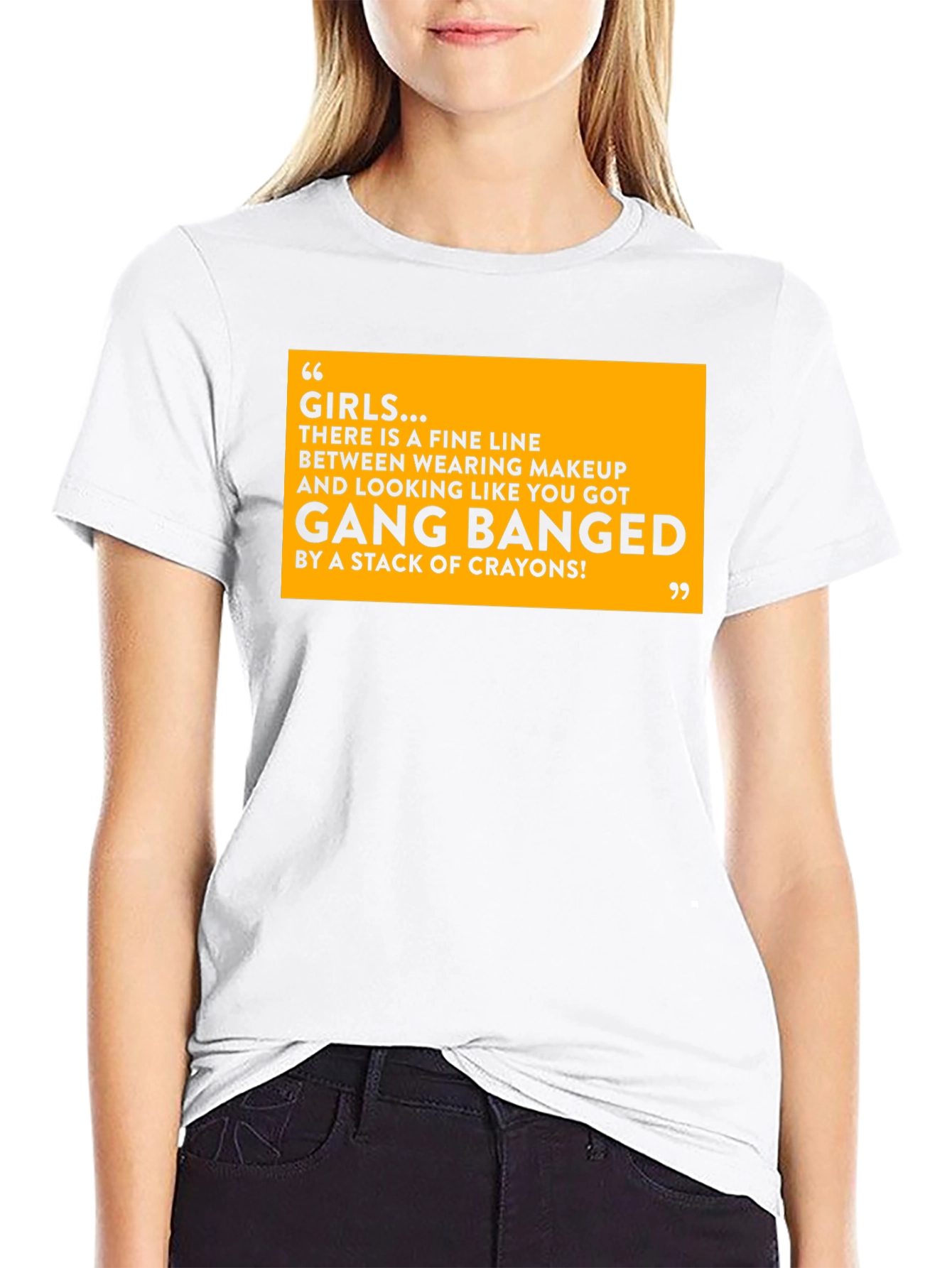 Funny Girls Makeup T-Shirt - Gang Bang Crayons Joke