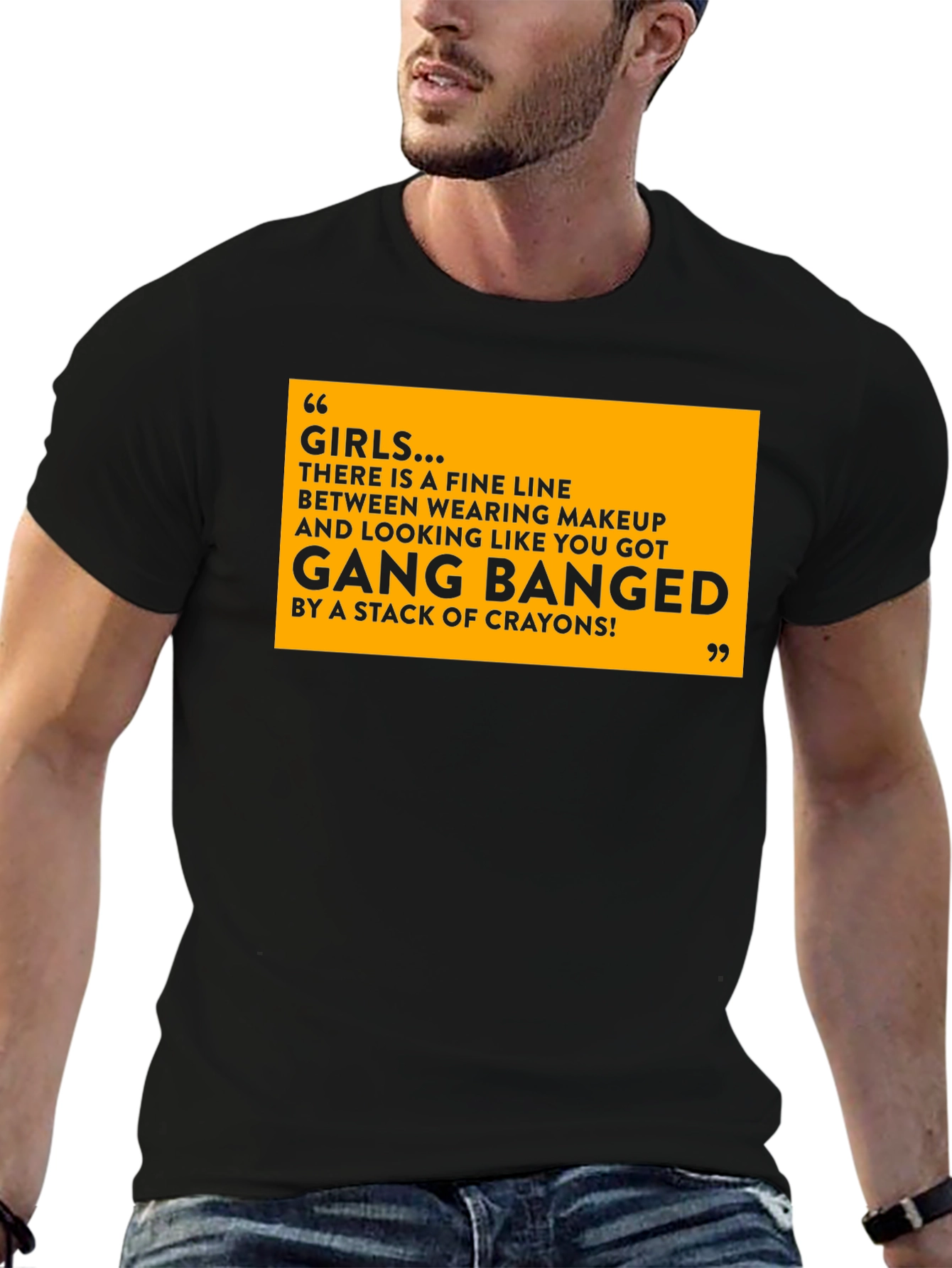 Funny Girls Makeup T-Shirt - Gang Bang Crayons Joke