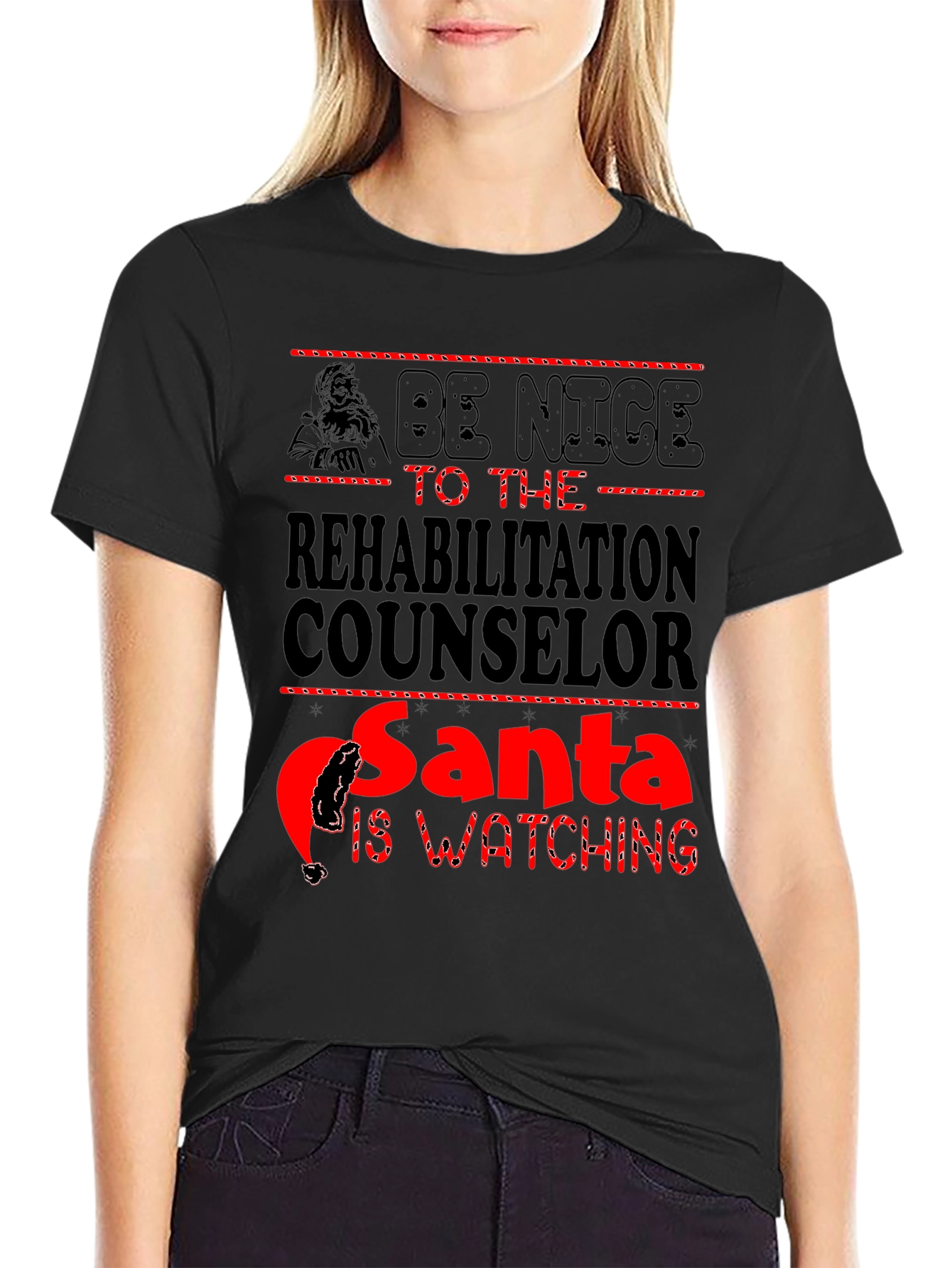 Rehabilitation Counselor Santa Watching T-Shirt