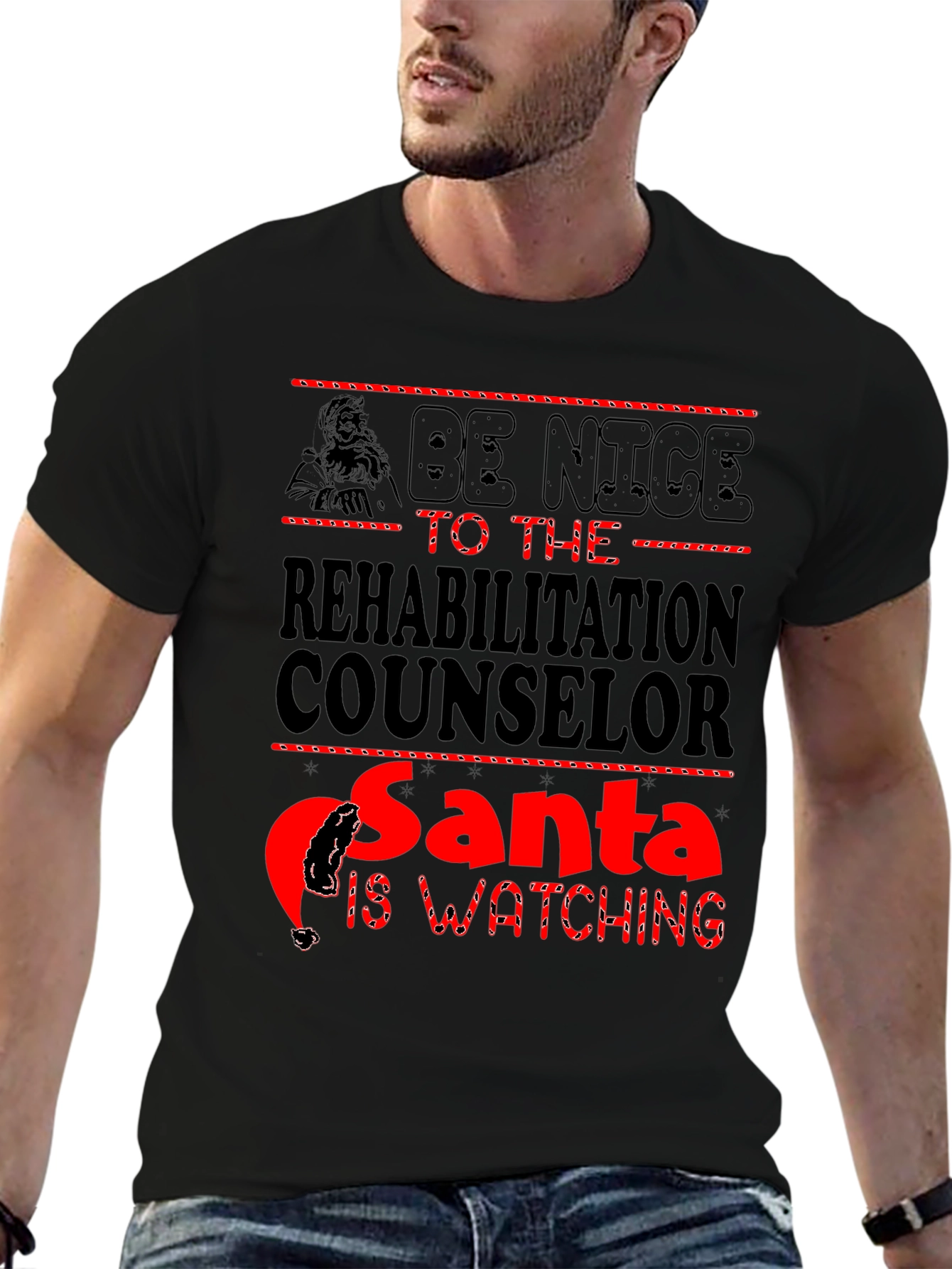 Rehabilitation Counselor Santa Watching T-Shirt