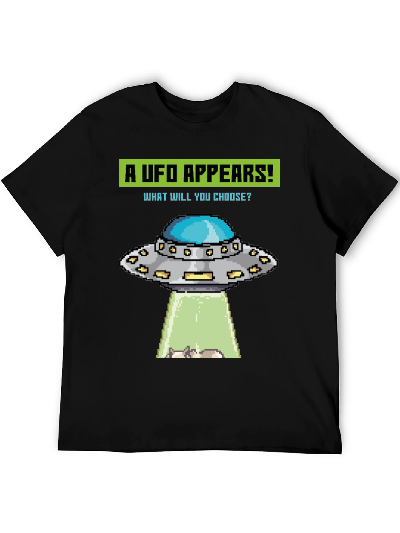 UFO Abduction Pixel Art Graphic T-Shirt