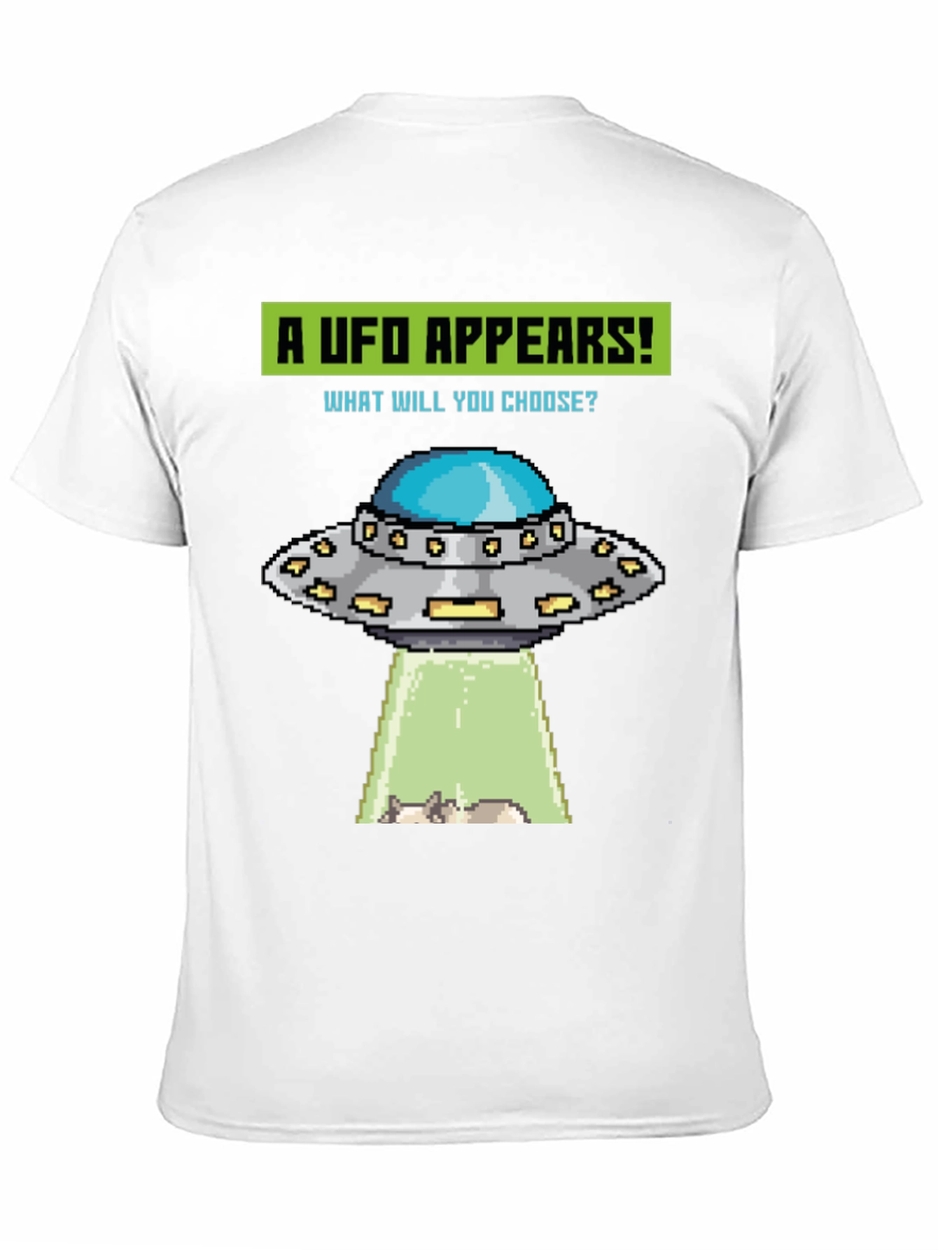 UFO Abduction Pixel Art Graphic T-Shirt