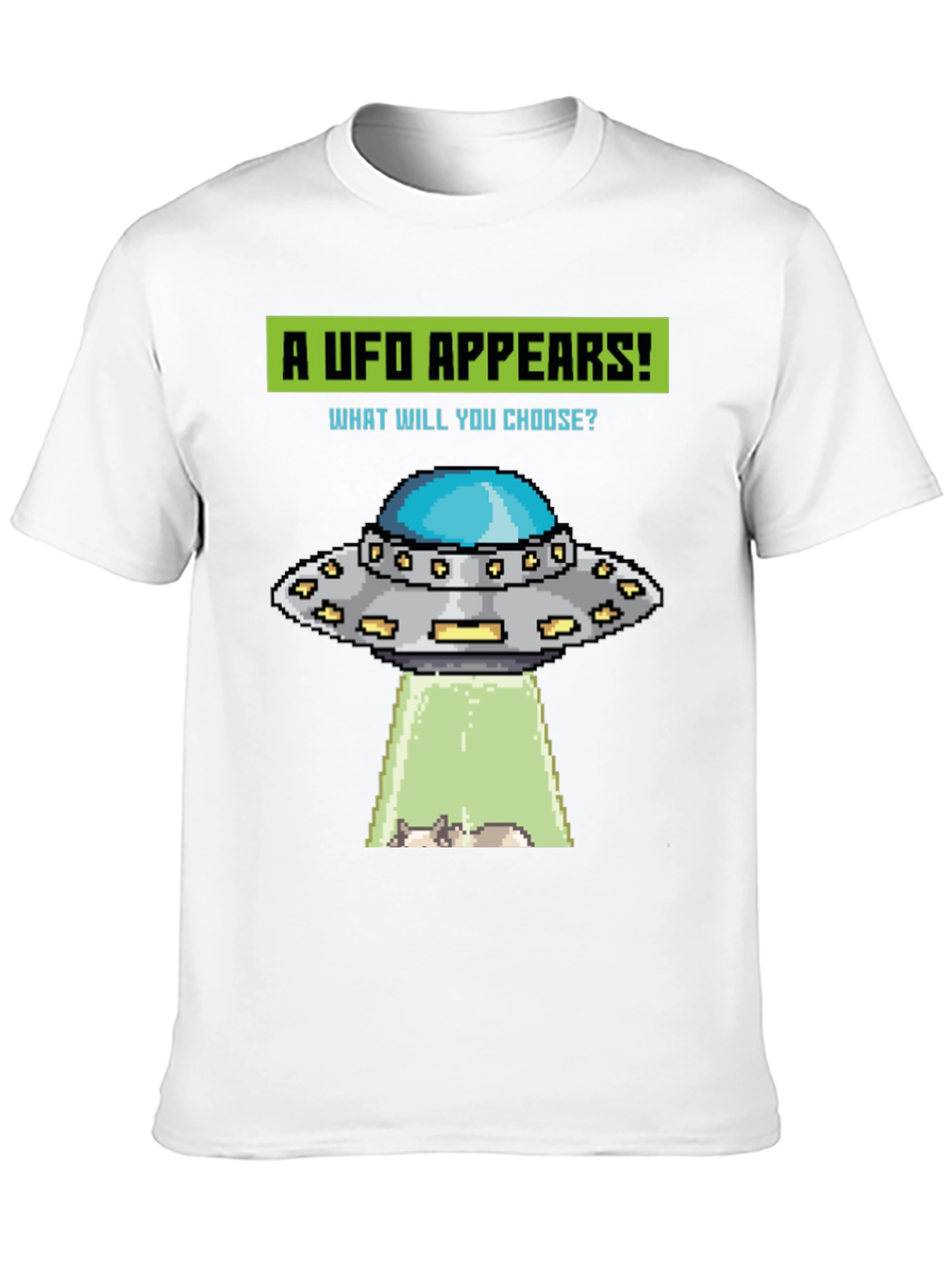 UFO Abduction Pixel Art Graphic T-Shirt