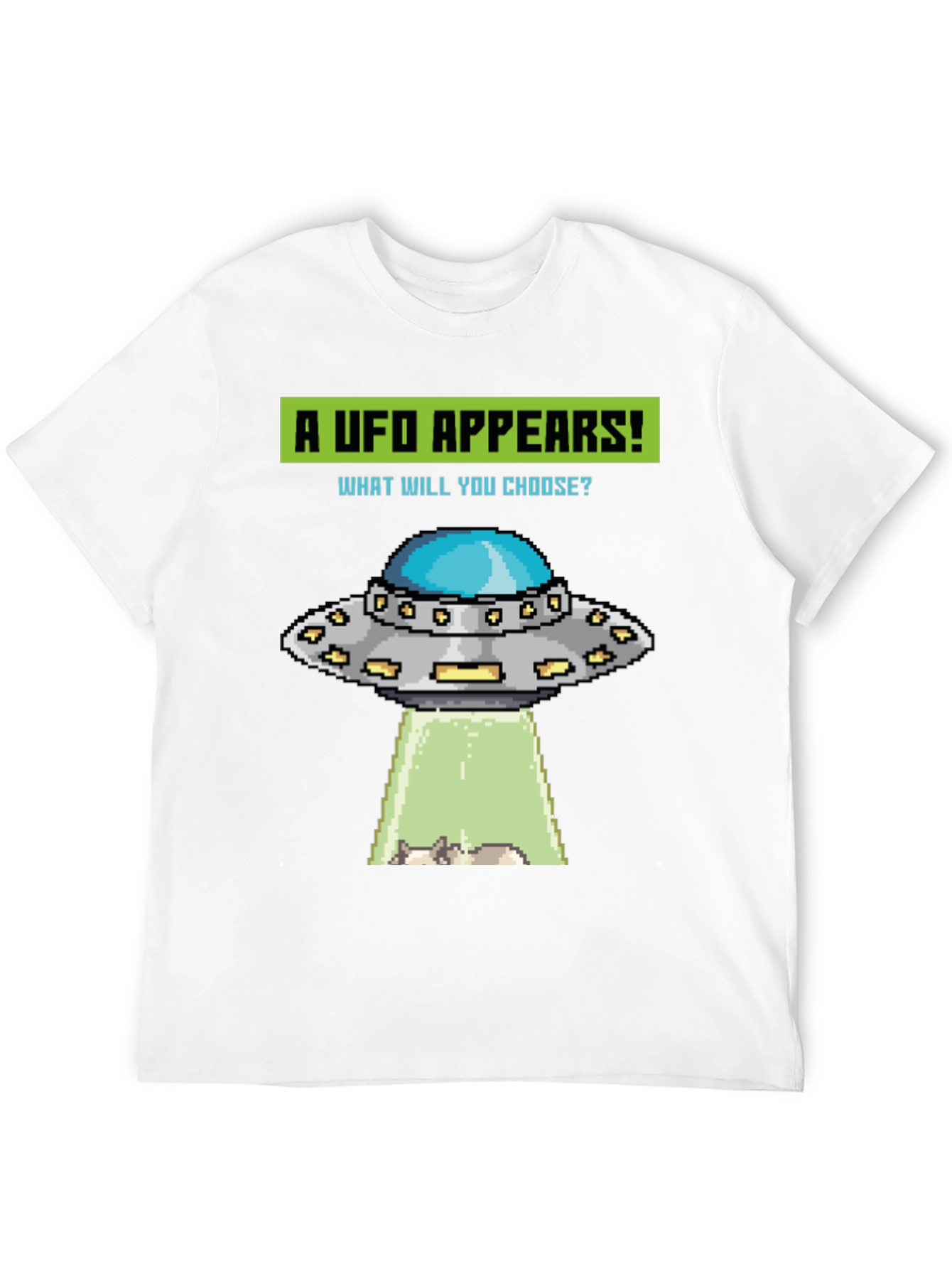 UFO Abduction Pixel Art Graphic T-Shirt
