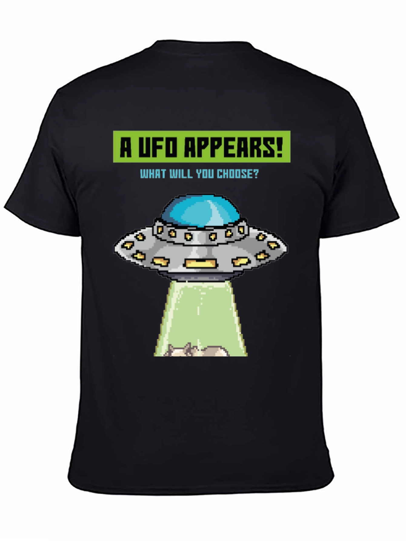 UFO Abduction Pixel Art Graphic T-Shirt