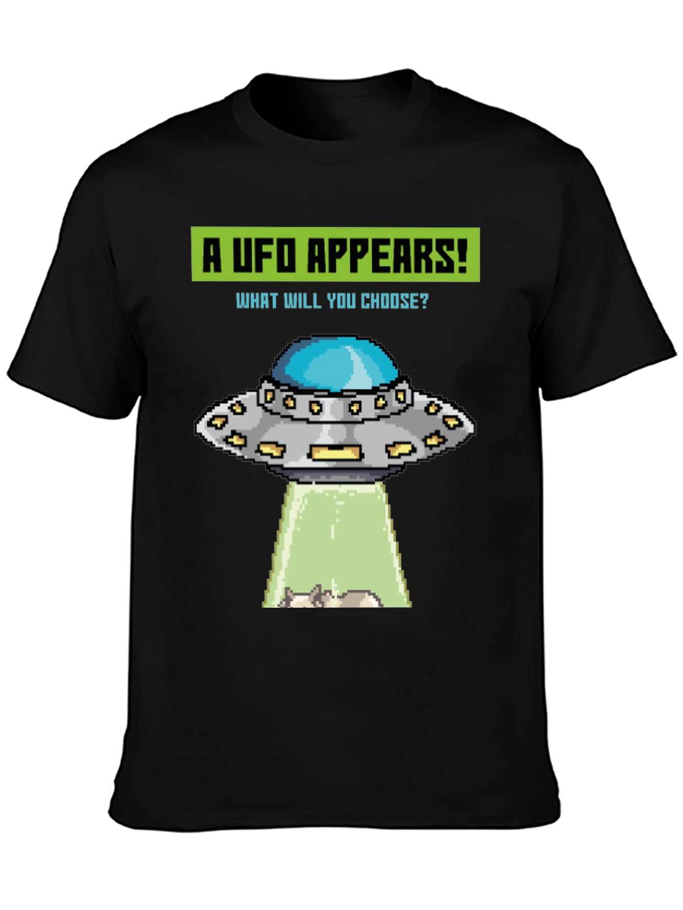UFO Abduction Pixel Art Graphic T-Shirt