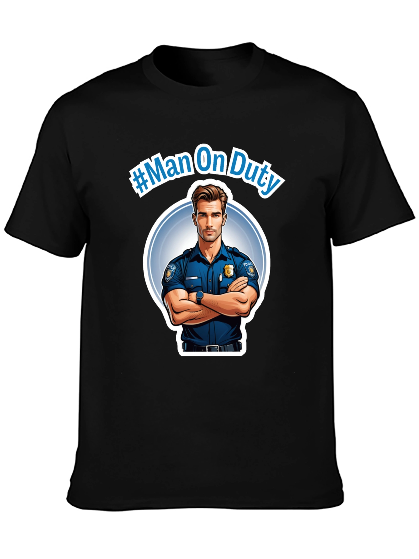 Man On Duty Graphic Black T-Shirt