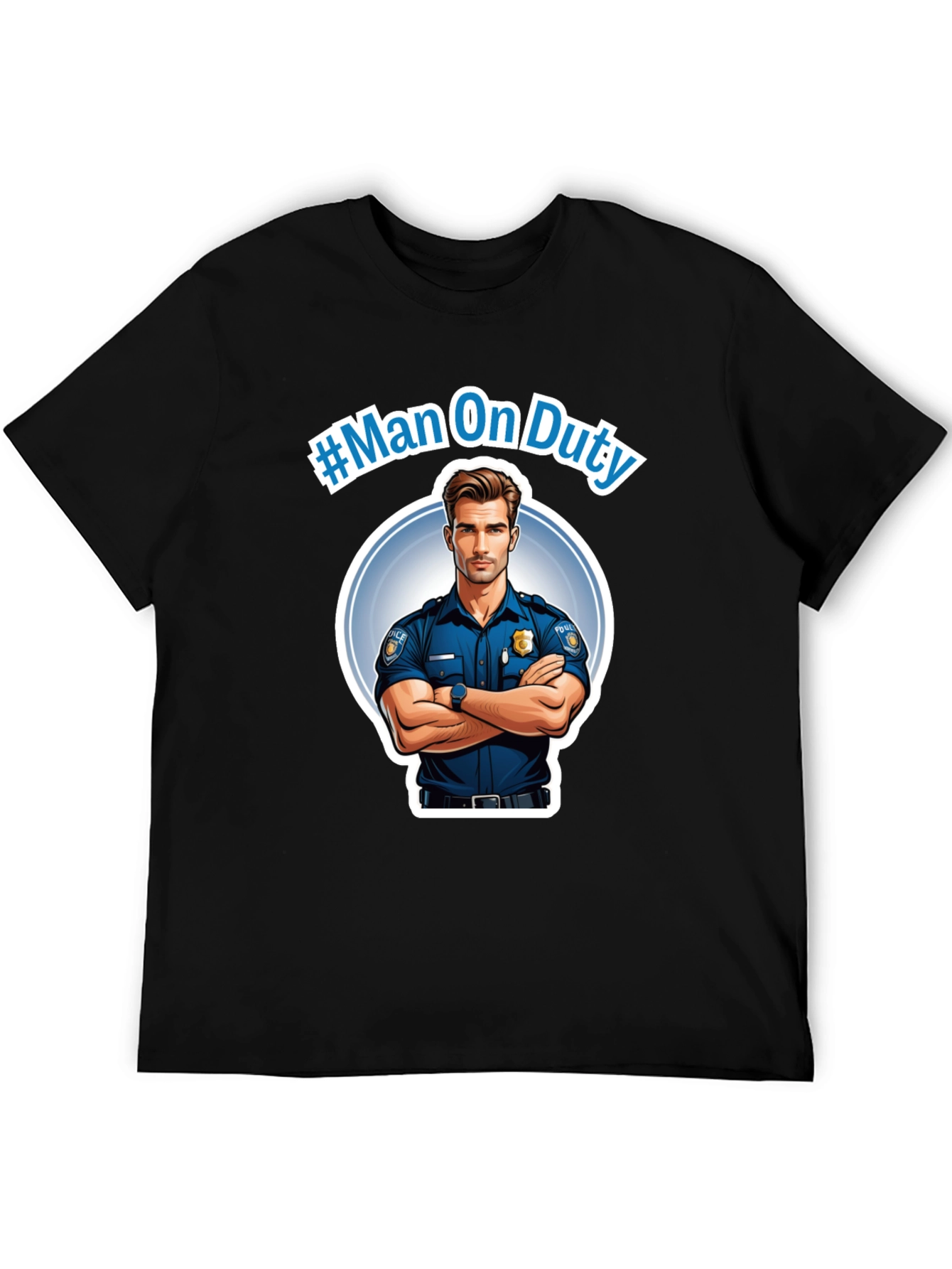 Man On Duty Graphic Black T-Shirt