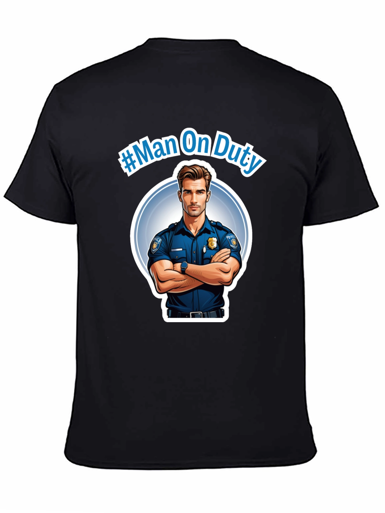 Man On Duty Graphic Black T-Shirt
